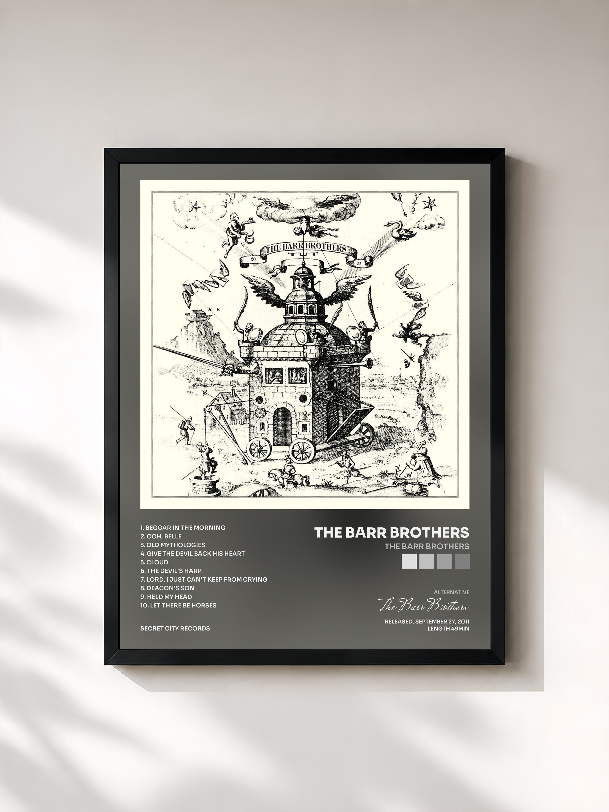 #noir Tableau de l'album The Barr Brothers de The Barr Brothers, cadre noir, imprimé et encadré en France