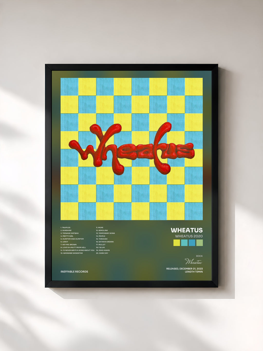 #noir Tableau de l'album Wheatus 2020 de Wheatus, cadre noir, imprimé et encadré en France