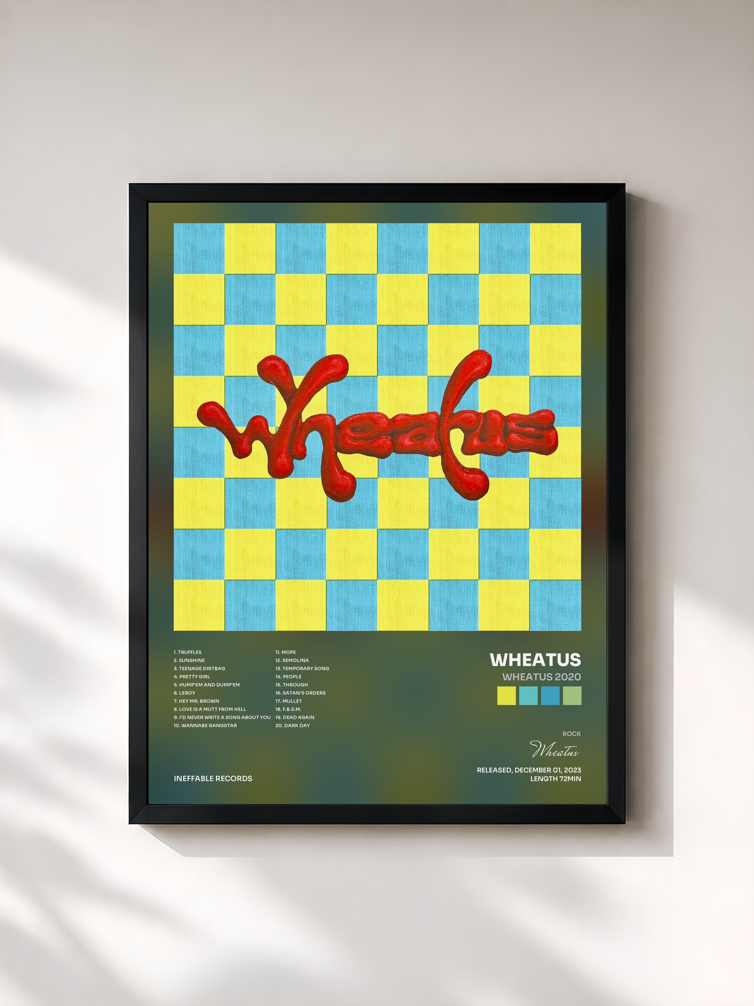 #noir Tableau de l'album Wheatus 2020 de Wheatus, cadre noir, imprimé et encadré en France