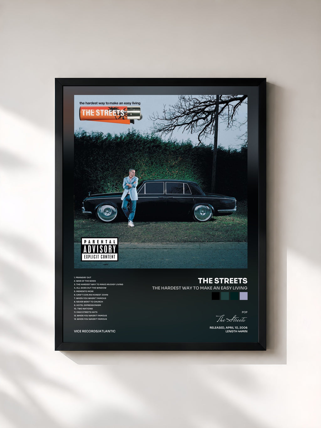 #noir Tableau de l'album The Hardest Way to Make an Easy Living de The Streets, cadre noir, imprimé et encadré en France