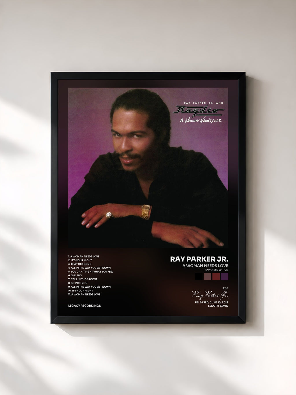 #noir A Woman Needs Love (Expanded Edition) von Ray Parker Jr. als gerahmter Kunstdruck, schwarzer Rahmen, gedruckt und gerahmt in Frankreich