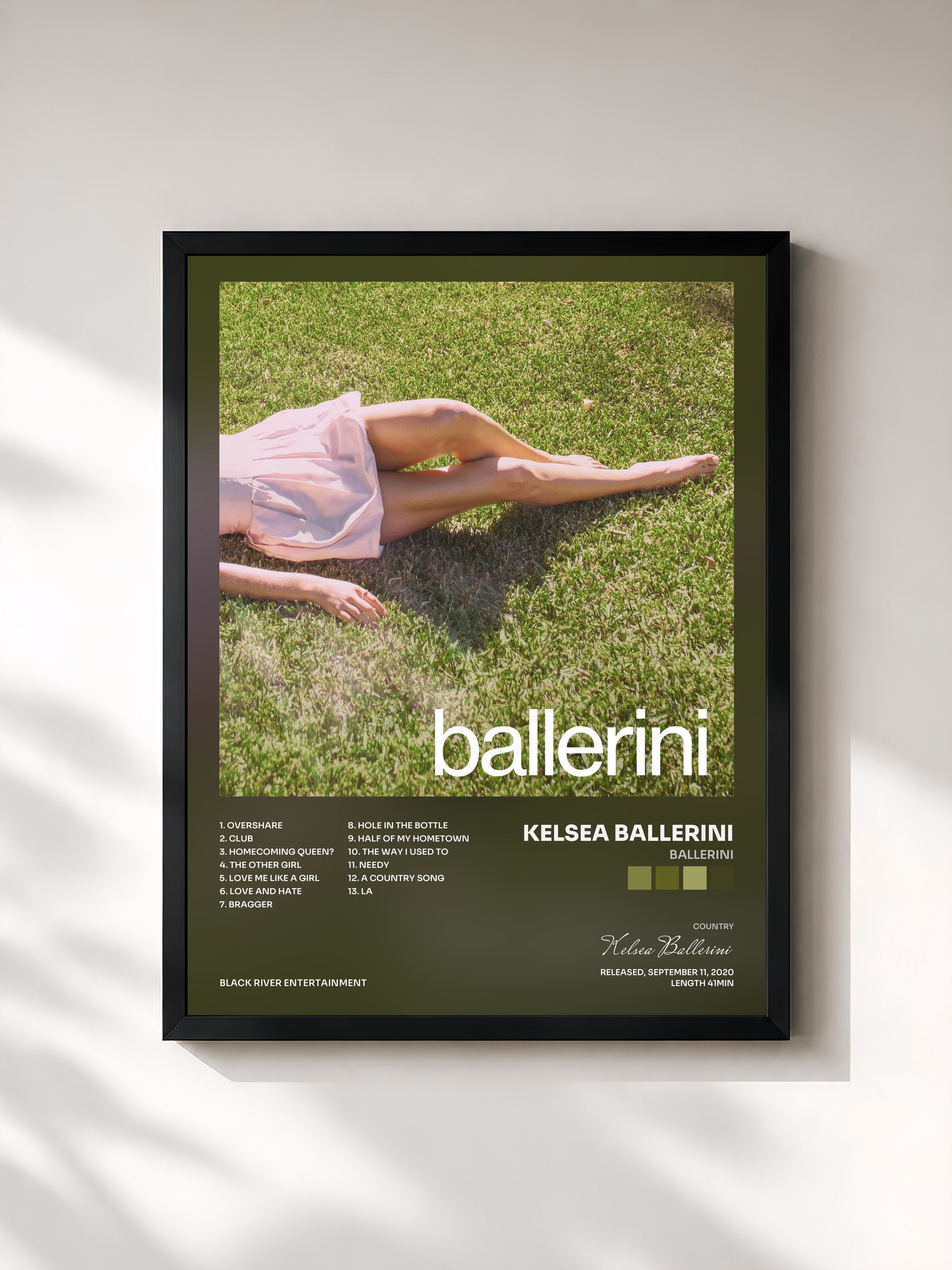 #noir Tableau de l'album ballerini de Kelsea Ballerini, cadre noir, imprimé et encadré en France