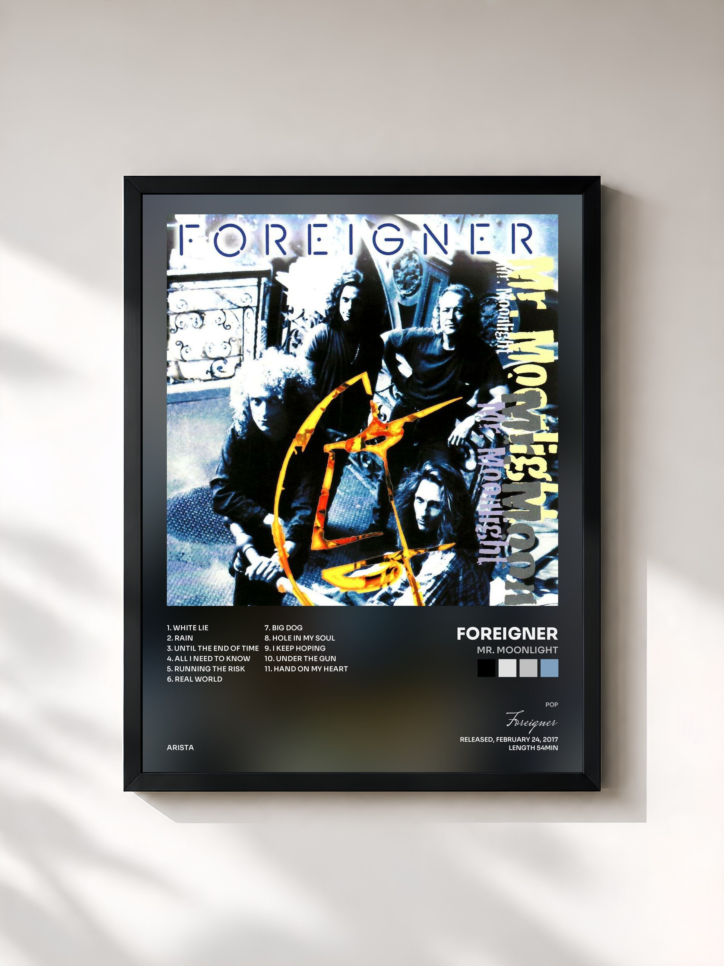 #noir Tableau de l'album Mr. Moonlight de Foreigner, cadre noir, imprimé et encadré en France