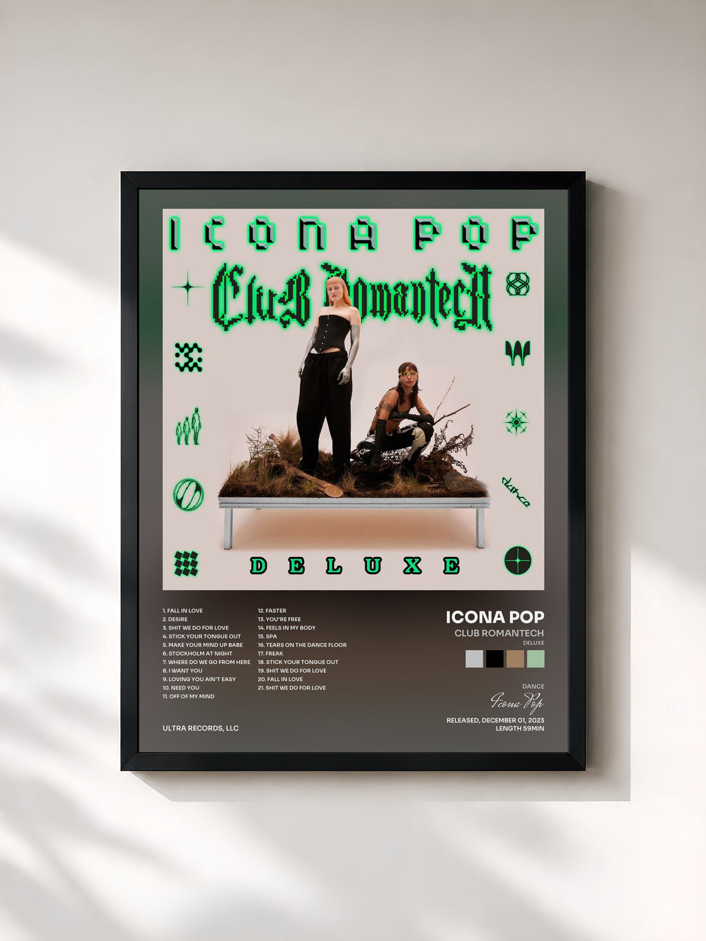 #noir Tableau de l'album Club Romantech (Deluxe) de Icona Pop, cadre noir, imprimé et encadré en France