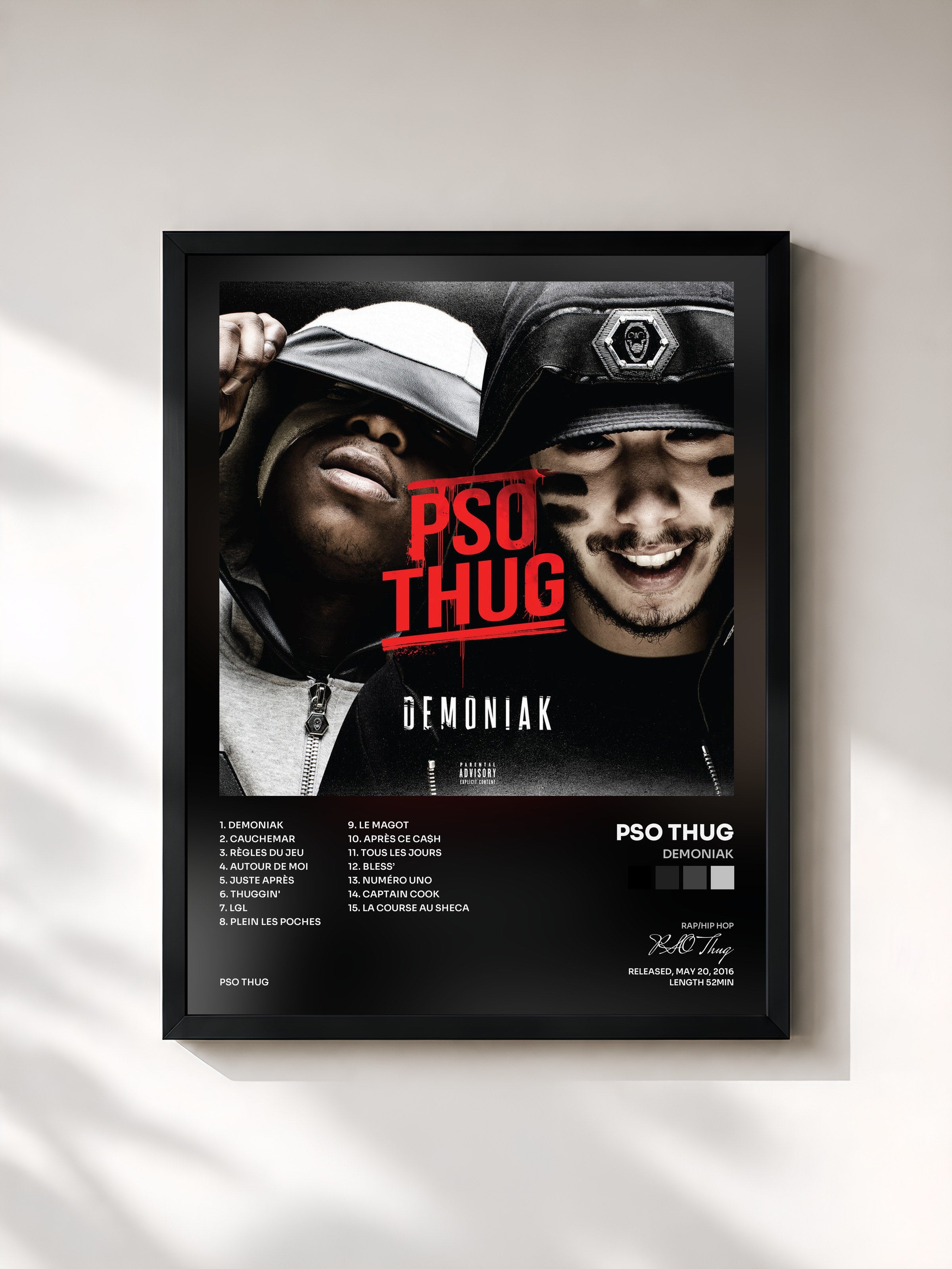 #noir Tableau de l'album Demoniak de PSO Thug, cadre noir, imprimé et encadré en France