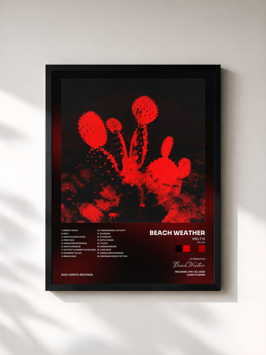 #noir Tableau de l'album Melt'd (deluxe) de Beach Weather, cadre noir, imprimé et encadré en France