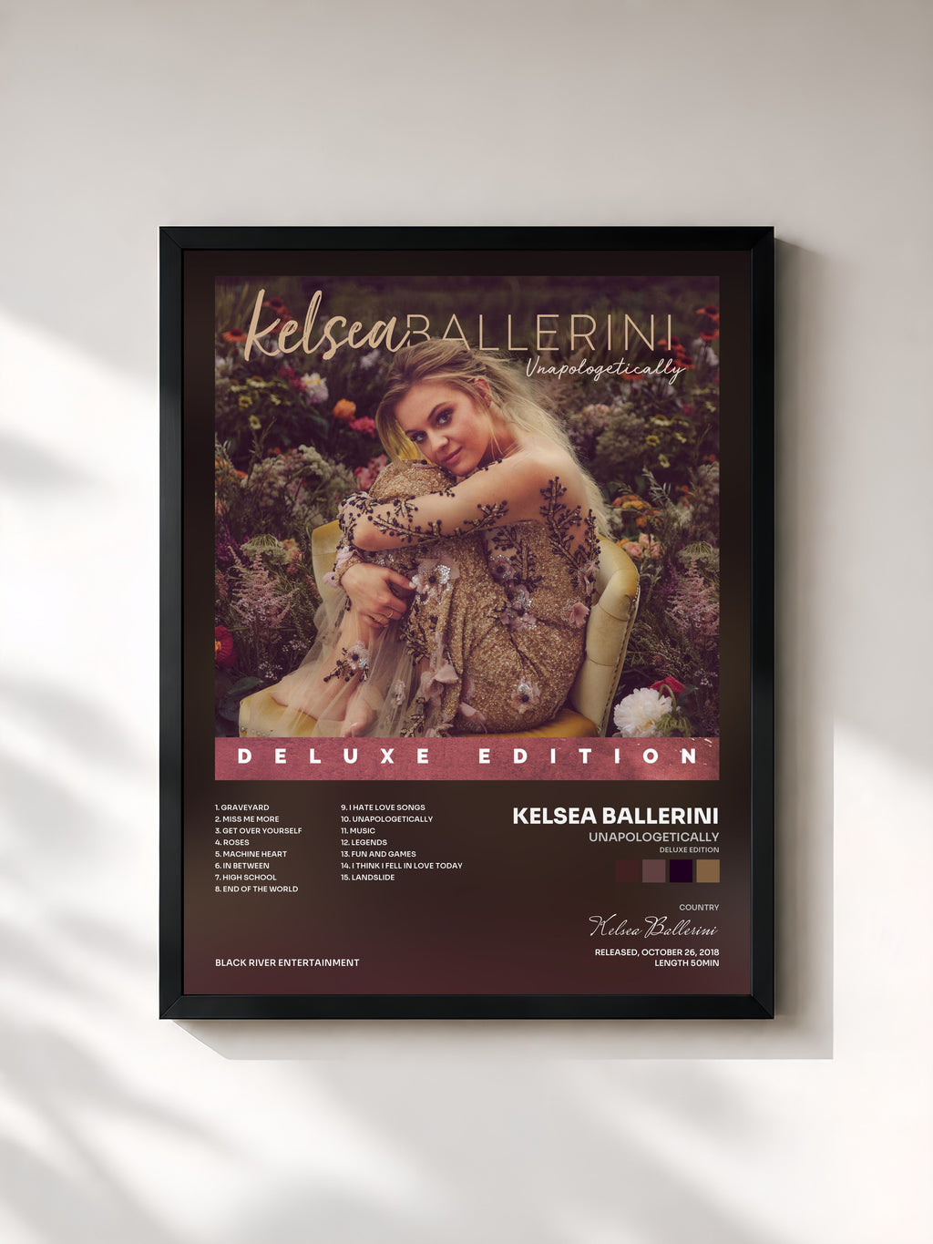 #noir Tableau de l'album Unapologetically (Deluxe Edition) de Kelsea Ballerini, cadre noir, imprimé et encadré en France