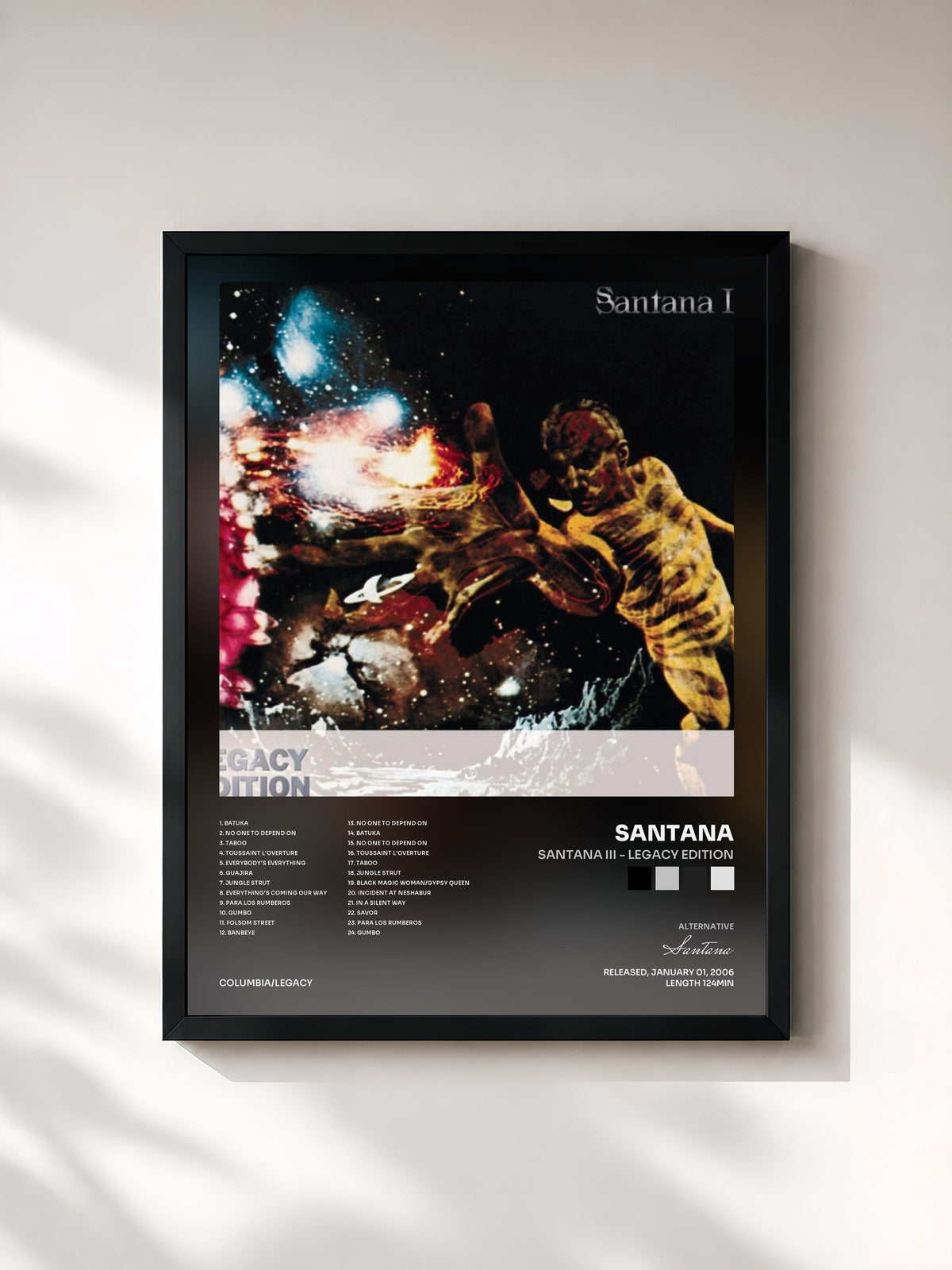 #noir Tableau de l'album Santana III - Legacy Edition de Santana, cadre noir, imprimé et encadré en France