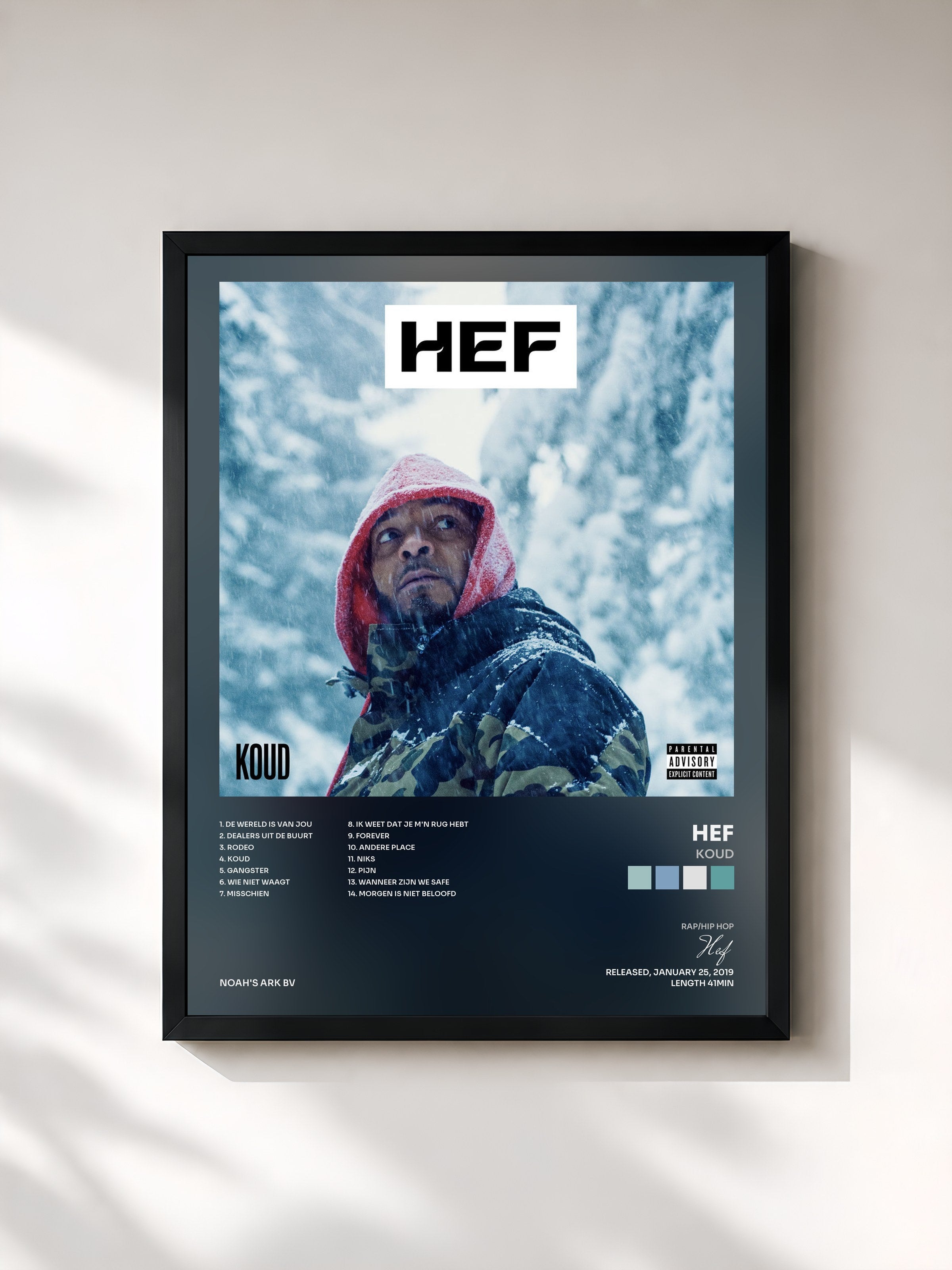 #noir Tableau de l'album Koud de Hef, cadre noir, imprimé et encadré en France