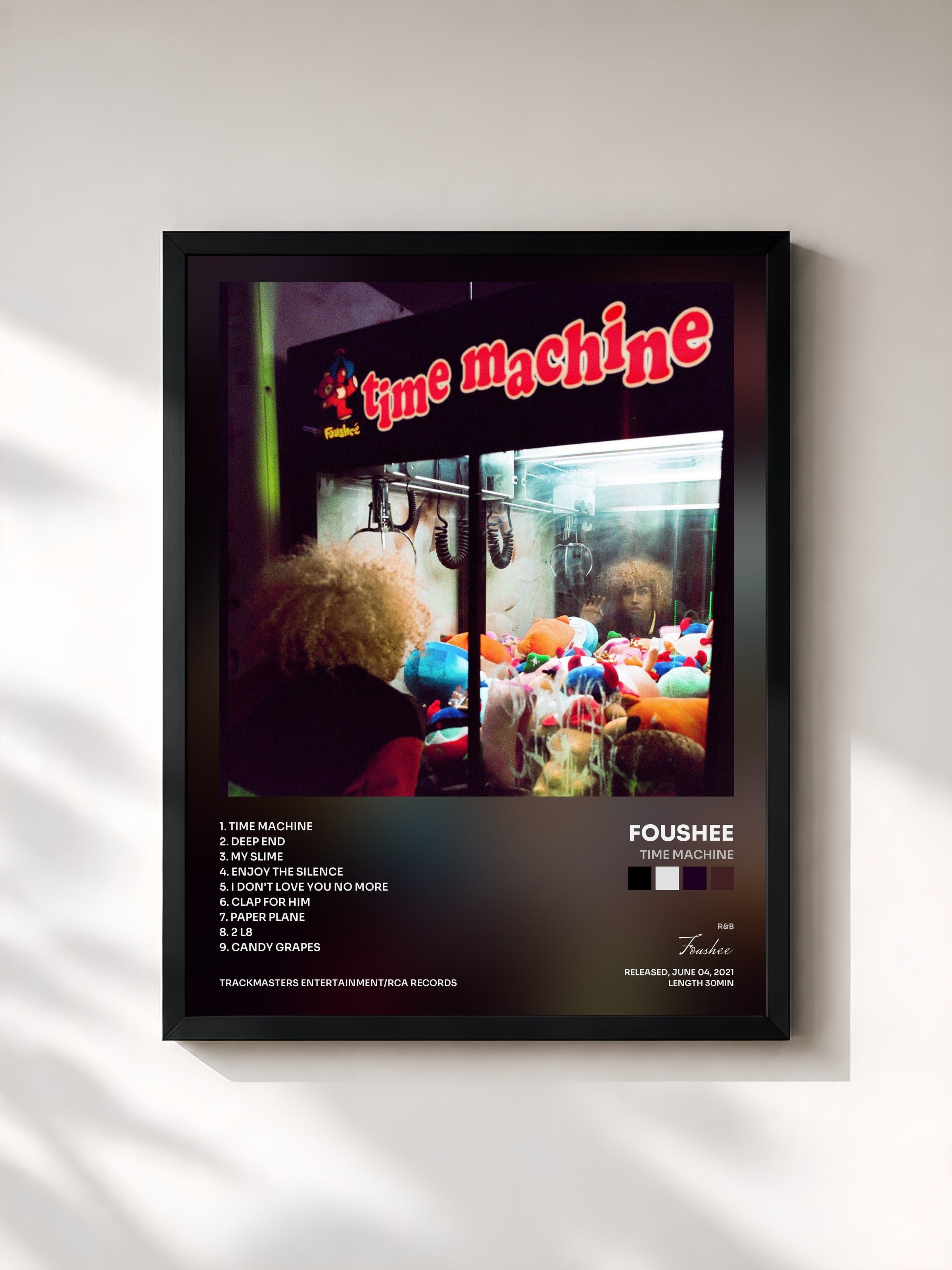 #noir Tableau de l'album time machine de Foushee, cadre noir, imprimé et encadré en France