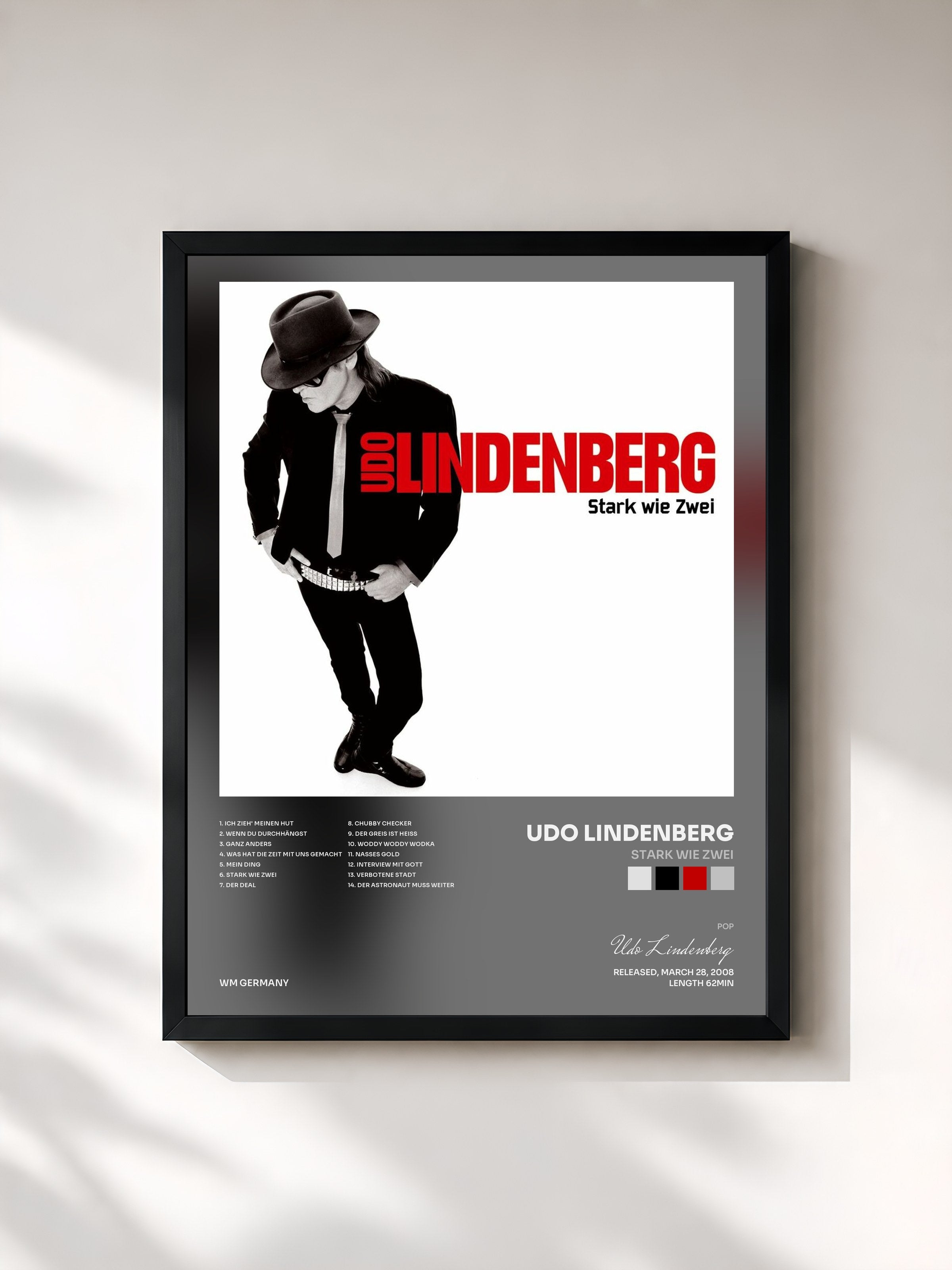 #noir Tableau de l'album Stark wie Zwei de Udo Lindenberg, cadre noir, imprimé et encadré en France