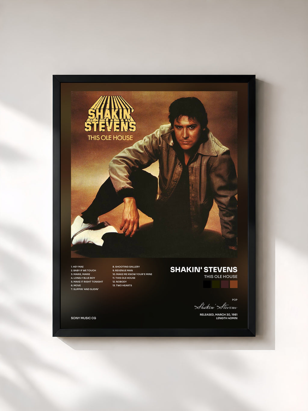 #noir Tableau de l'album This Ole House de Shakin' Stevens, cadre noir, imprimé et encadré en France