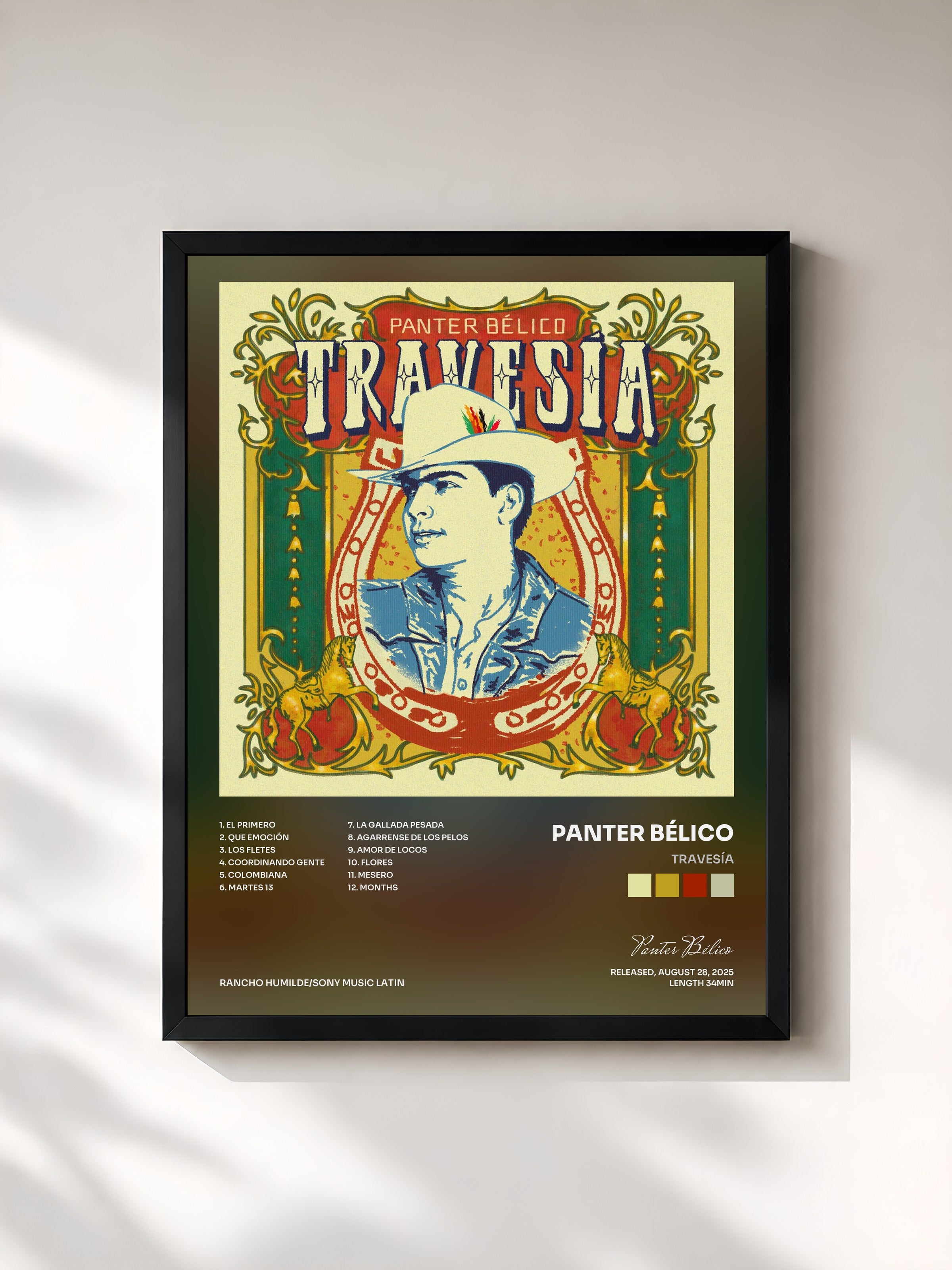 #noir Tableau de l'album TRAVESÍA de Panter Bélico, cadre noir, imprimé et encadré en France