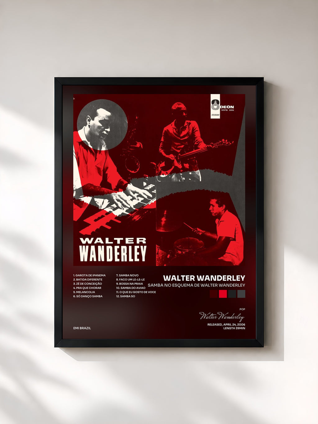 #noir Tableau de l'album Samba no Esquema de Walter Wanderley de Walter Wanderley, cadre noir, imprimé et encadré en France