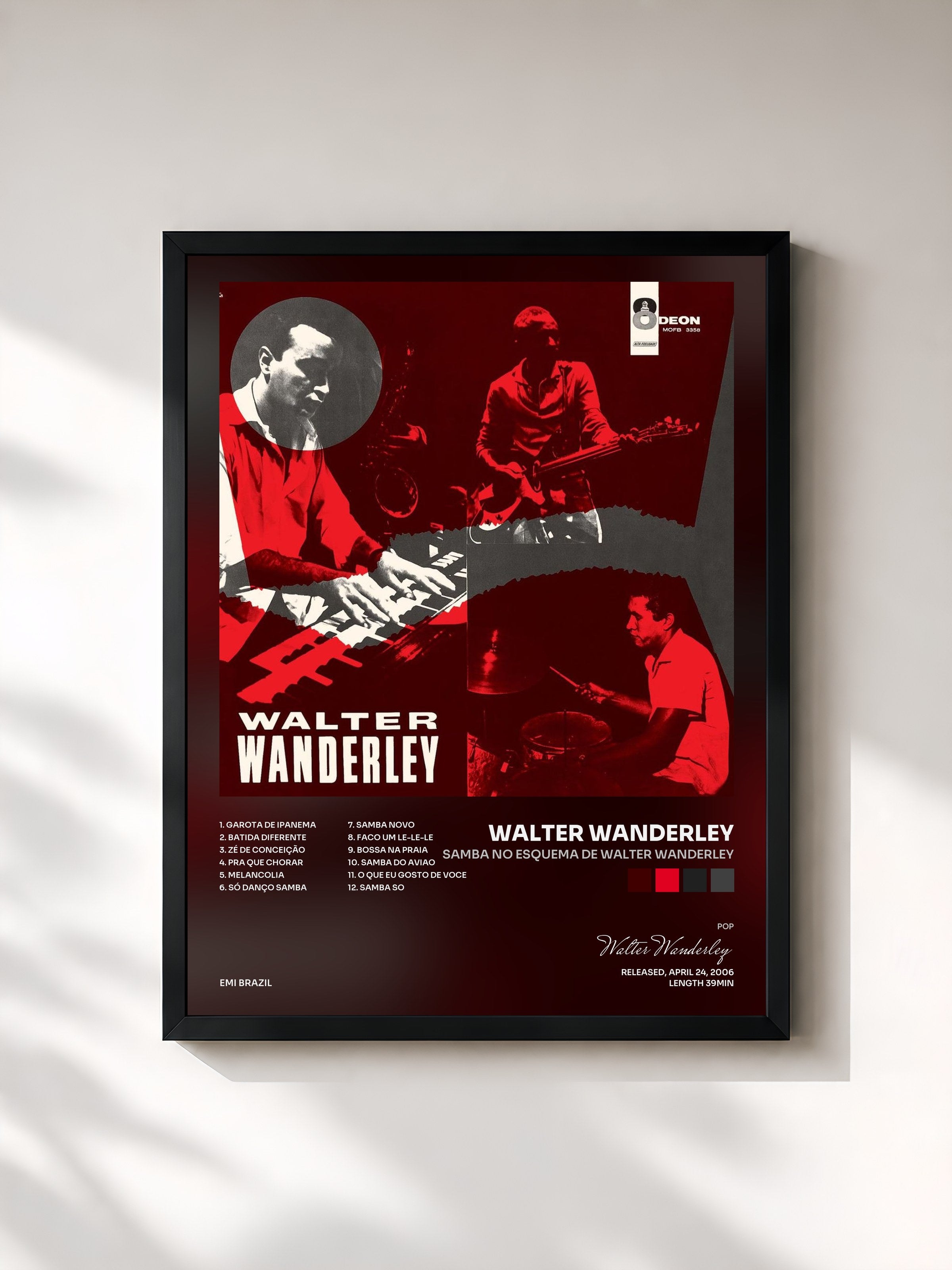 #noir Tableau de l'album Samba no Esquema de Walter Wanderley de Walter Wanderley, cadre noir, imprimé et encadré en France