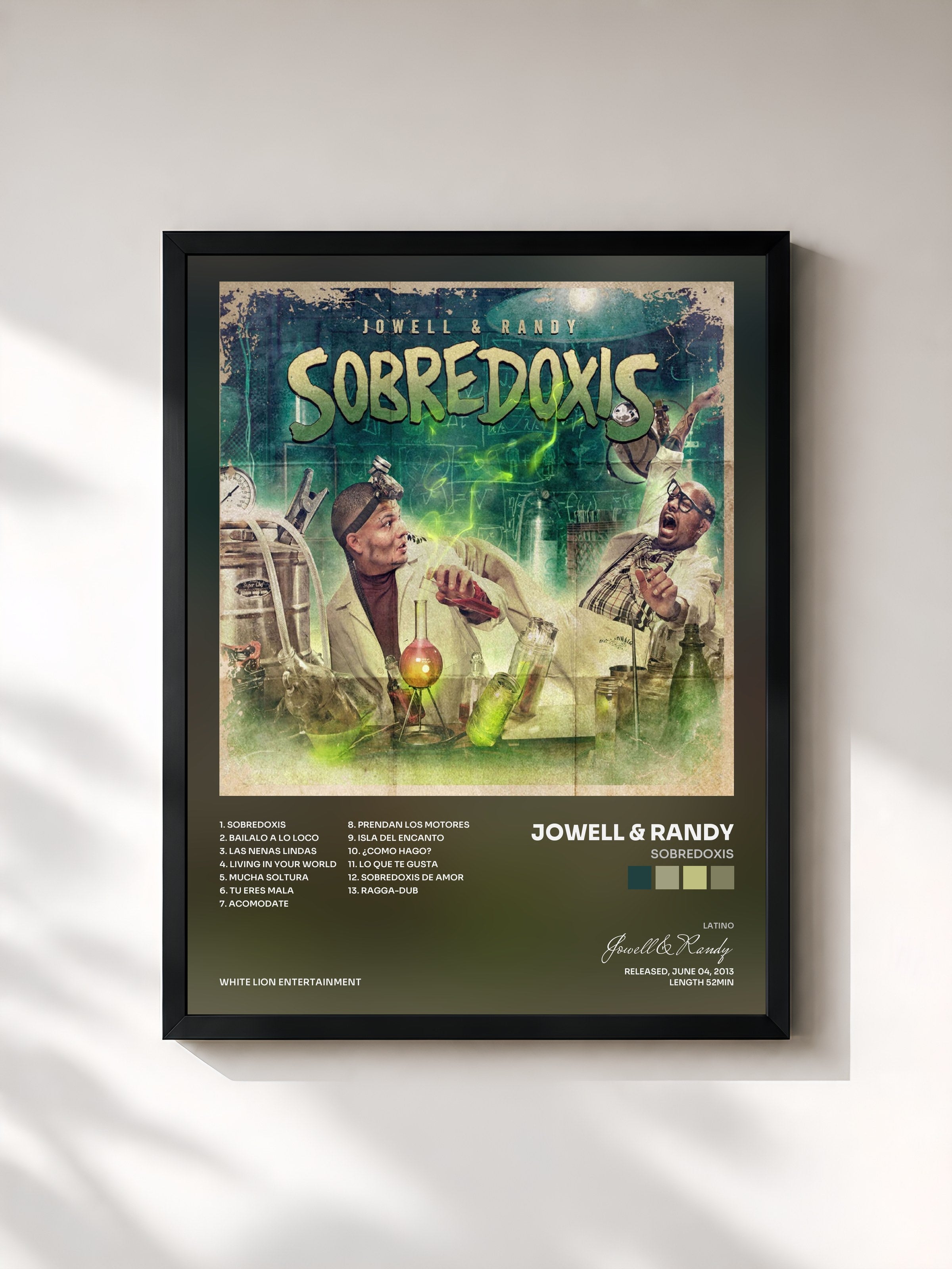 #noir Tableau de l'album Sobredoxis de Jowell & Randy, cadre noir, imprimé et encadré en France
