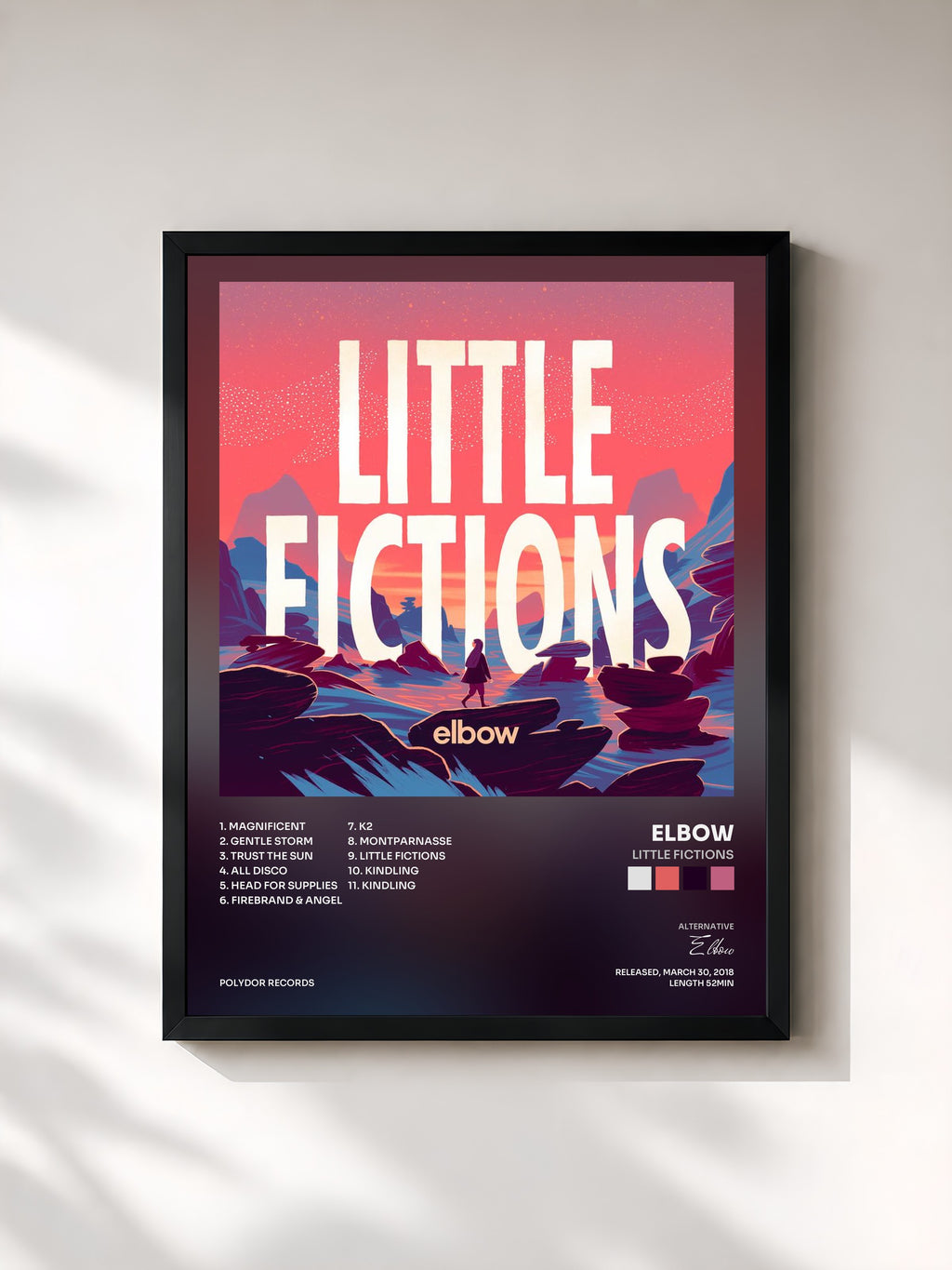 #noir Tableau de l'album Little Fictions de Elbow, cadre noir, imprimé et encadré en France