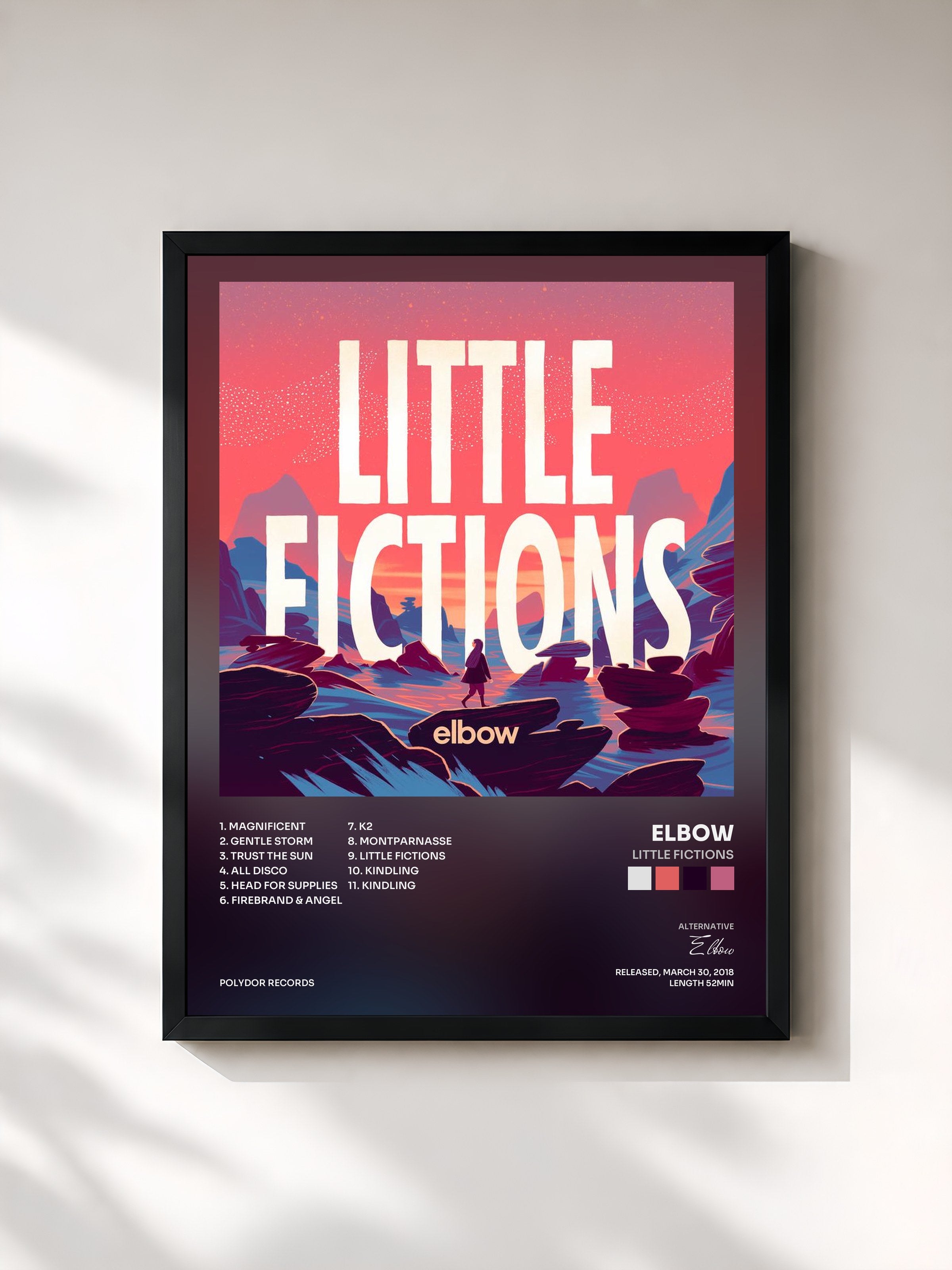 #noir Tableau de l'album Little Fictions de Elbow, cadre noir, imprimé et encadré en France