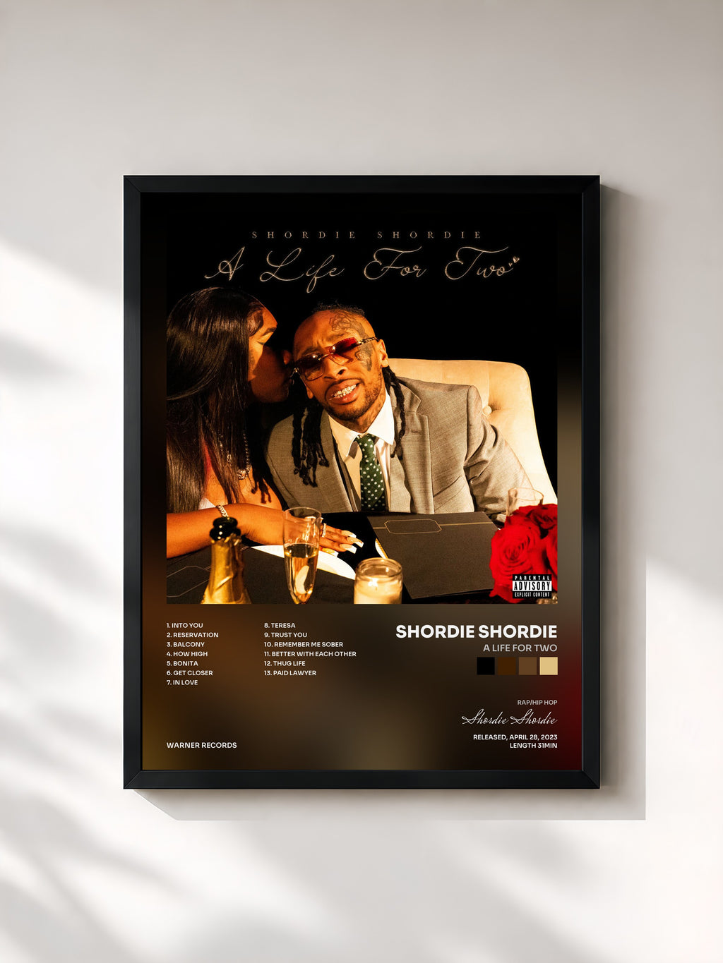 #noir Tableau de l'album A Life For Two de Shordie Shordie, cadre noir, imprimé et encadré en France