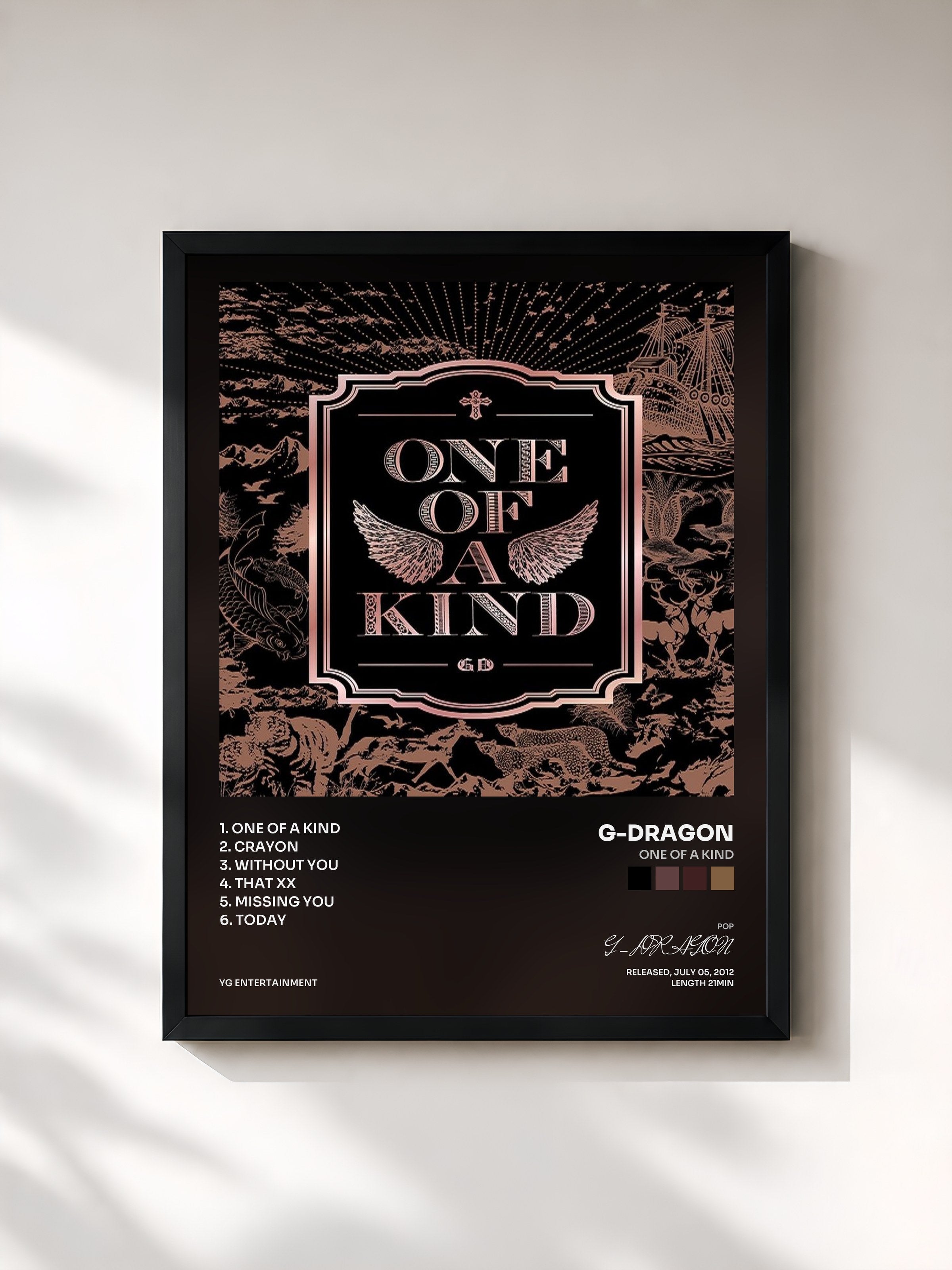 #noir Tableau de l'album One of a Kind de G-DRAGON, cadre noir, imprimé et encadré en France