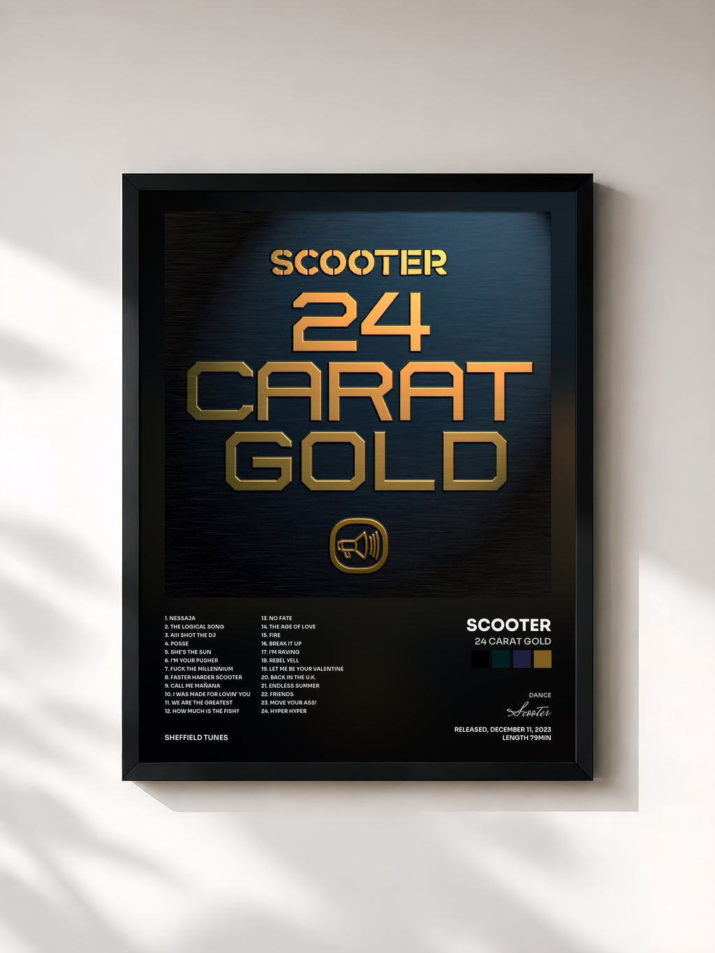 #noir Tableau de l'album 24 Carat Gold de Scooter, cadre noir, imprimé et encadré en France