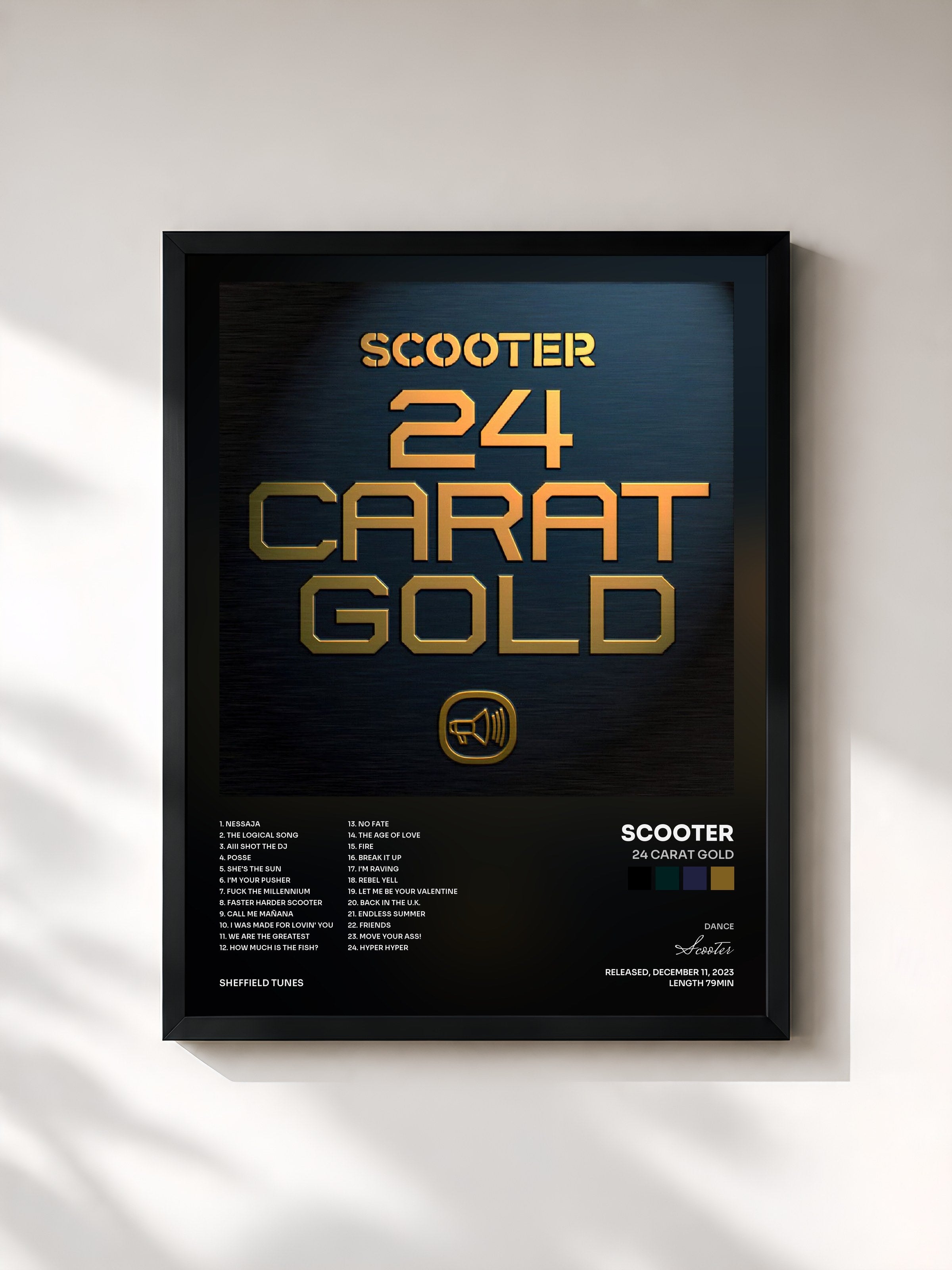 #noir Tableau de l'album 24 Carat Gold de Scooter, cadre noir, imprimé et encadré en France
