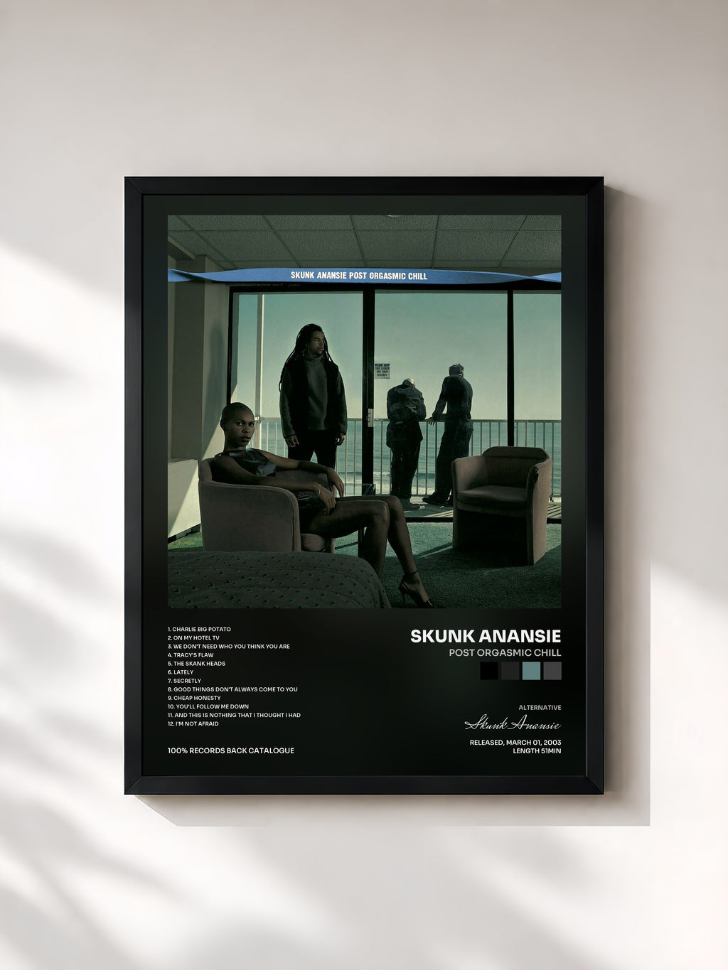#noir Tableau de l'album Post Orgasmic Chill de Skunk Anansie, cadre noir, imprimé et encadré en France