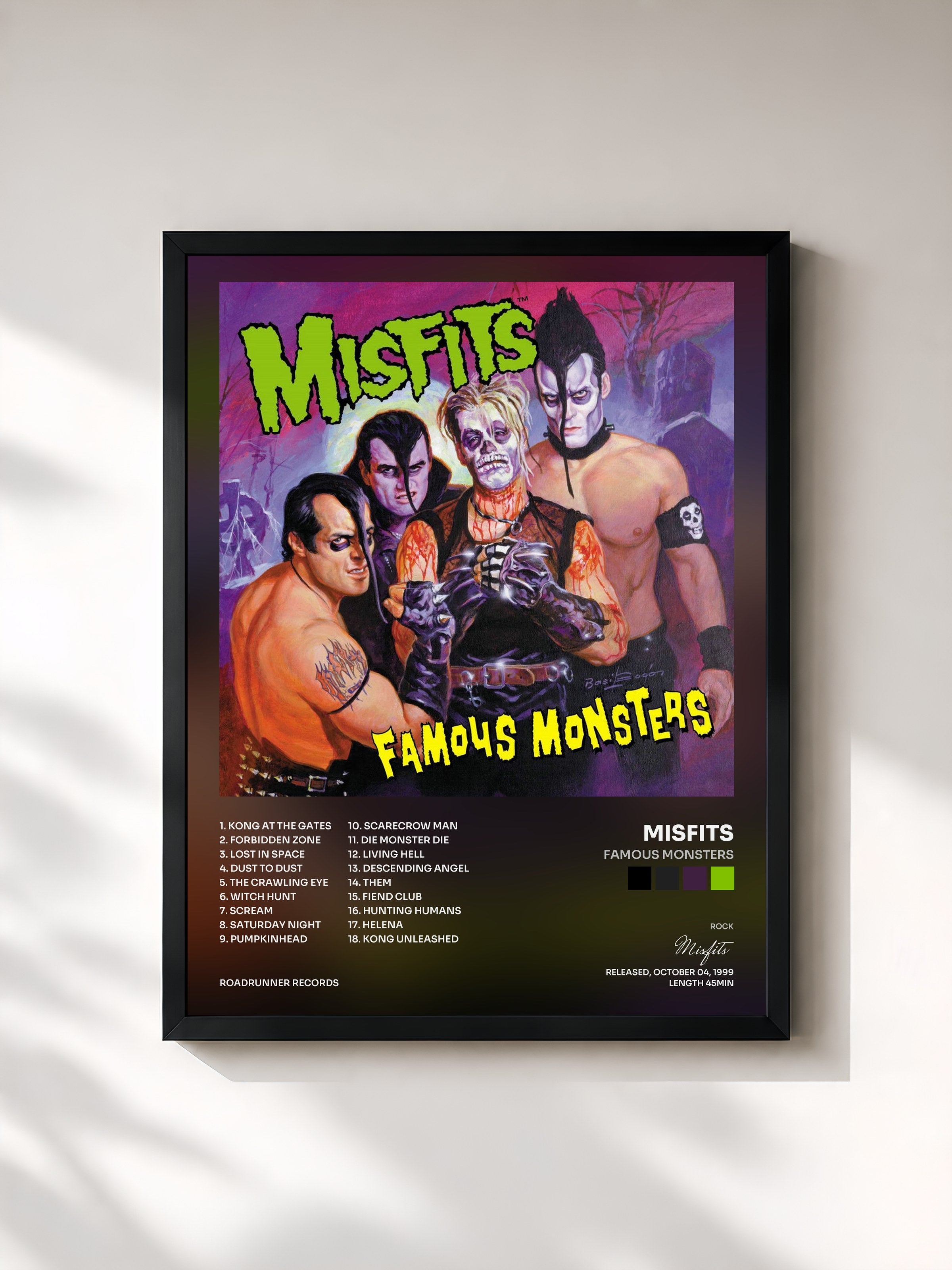 #noir Tableau de l'album Famous Monsters de Misfits, cadre noir, imprimé et encadré en France