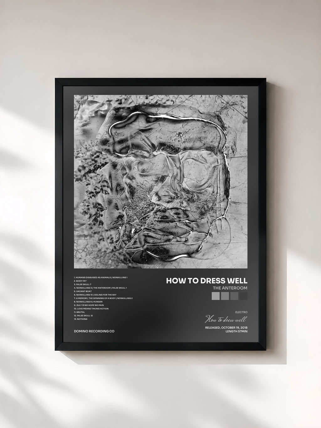 #noir Tableau de l'album The Anteroom de How to dress well, cadre noir, imprimé et encadré en France