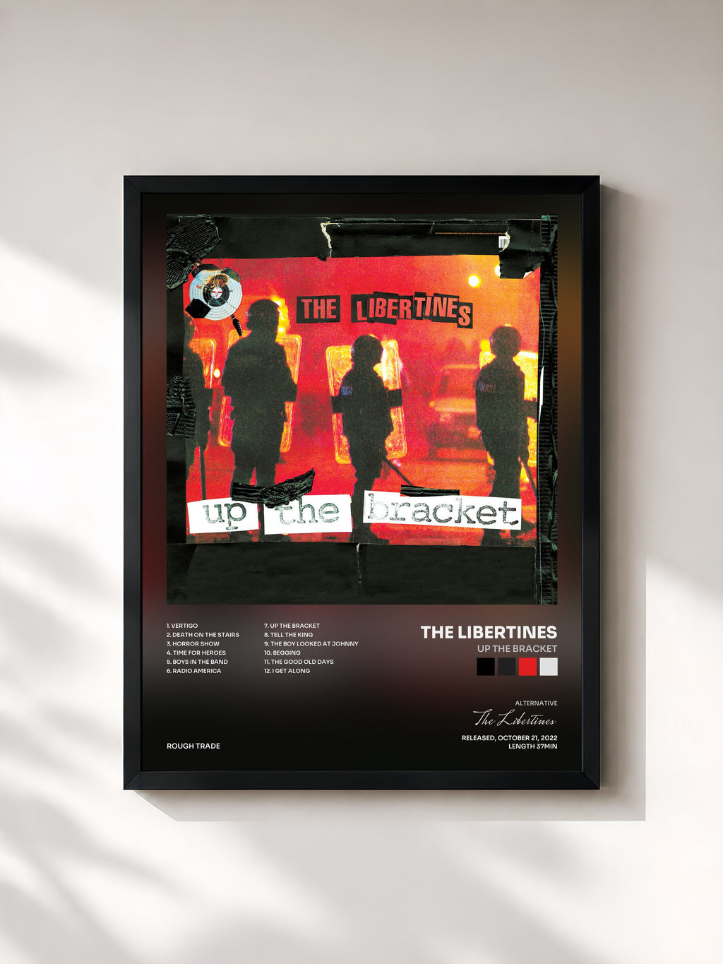 #noir Tableau de l'album Up the Bracket de The Libertines, cadre noir, imprimé et encadré en France
