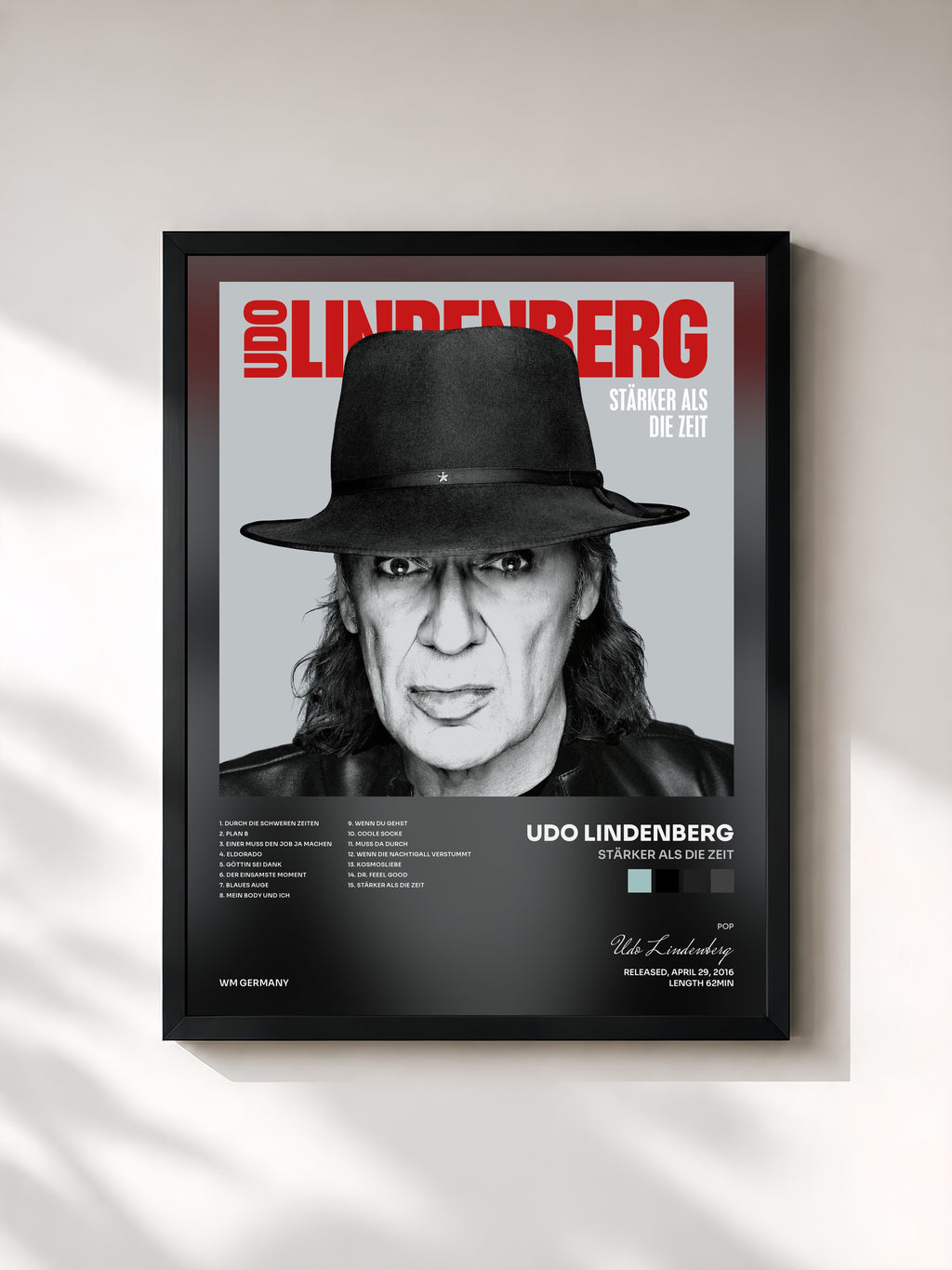 #noir Tableau de l'album Stärker als die Zeit de Udo Lindenberg, cadre noir, imprimé et encadré en France