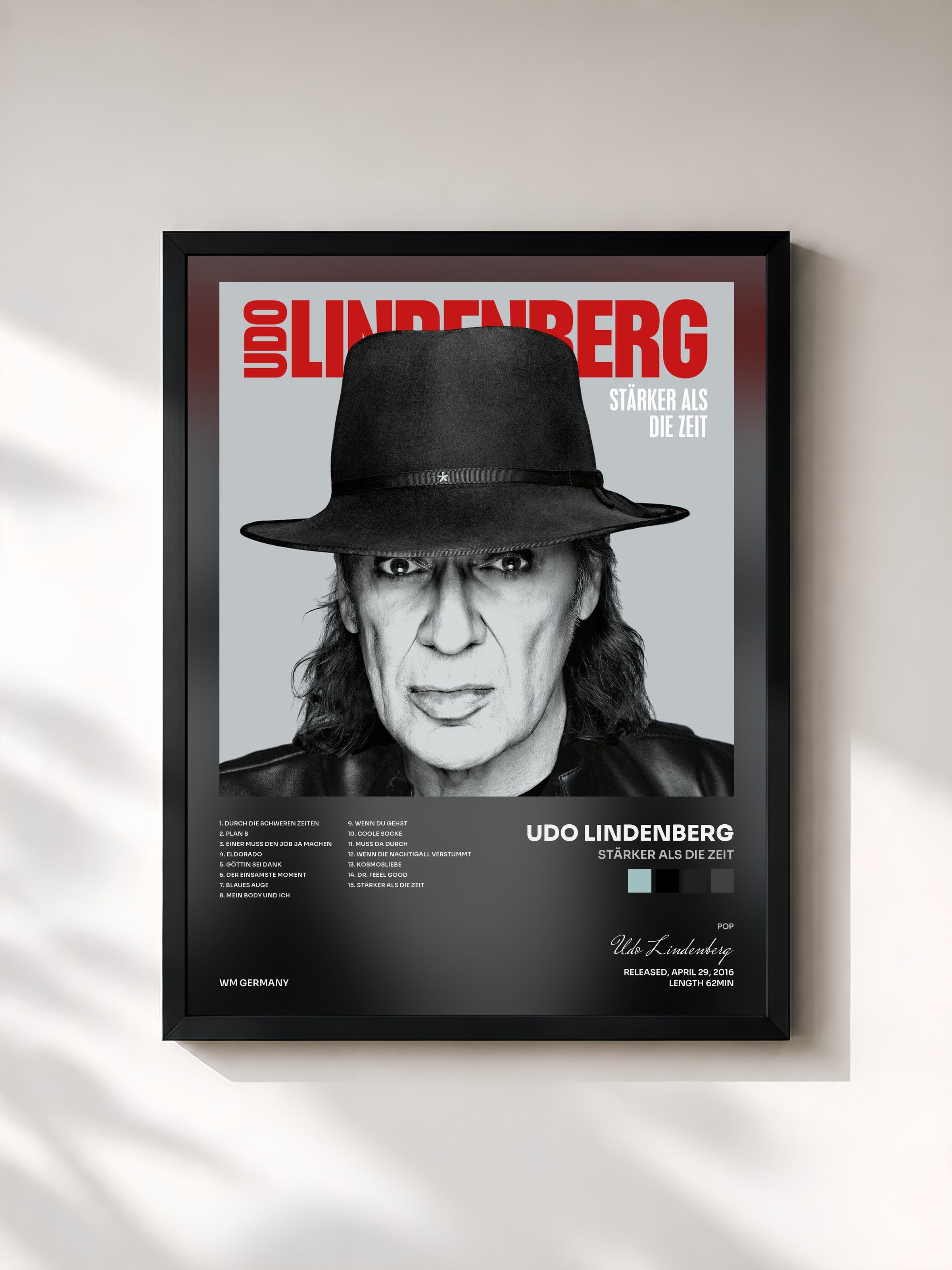 #noir Tableau de l'album Stärker als die Zeit de Udo Lindenberg, cadre noir, imprimé et encadré en France