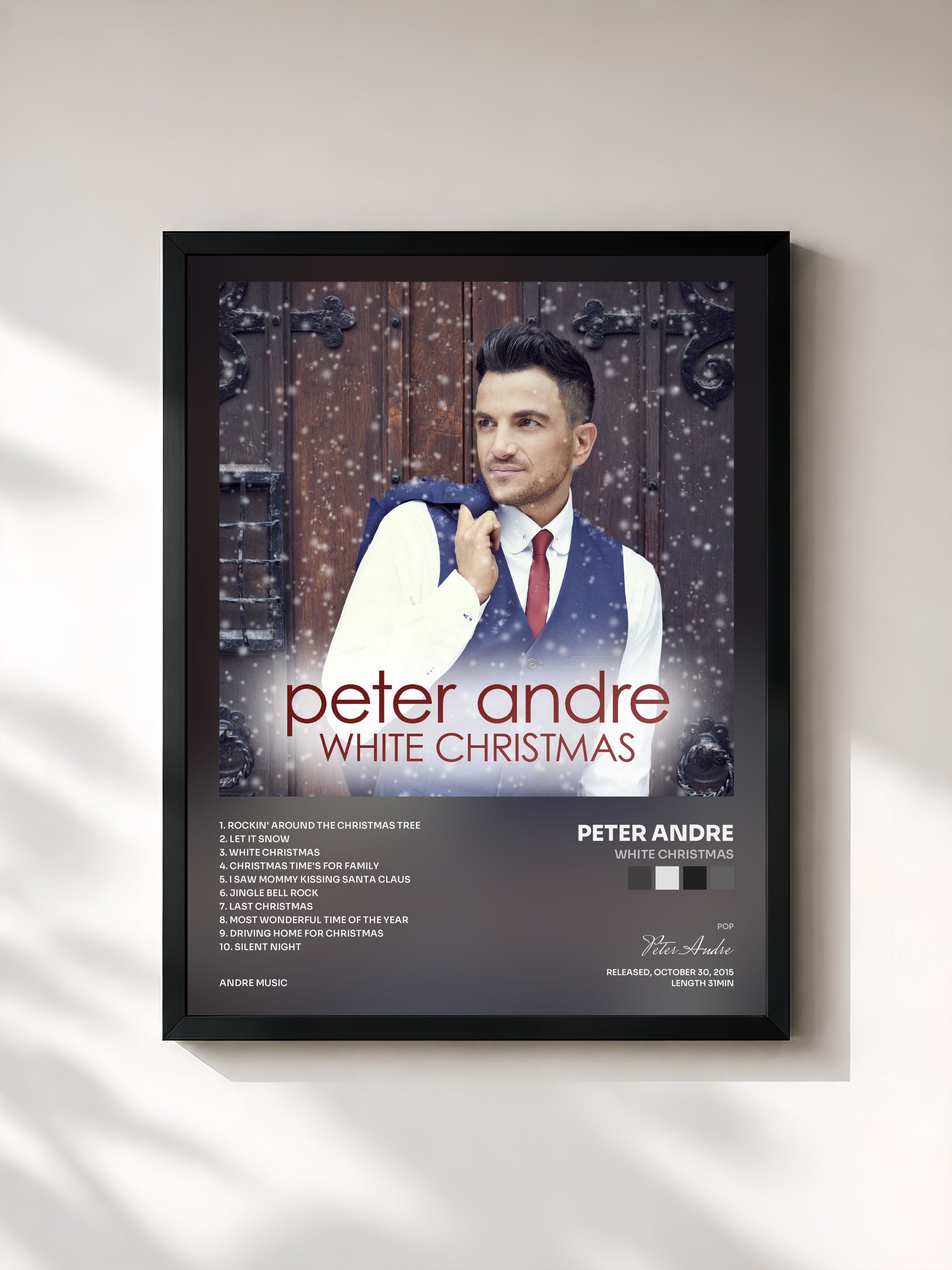 #noir Tableau de l'album White Christmas de Peter Andre, cadre noir, imprimé et encadré en France