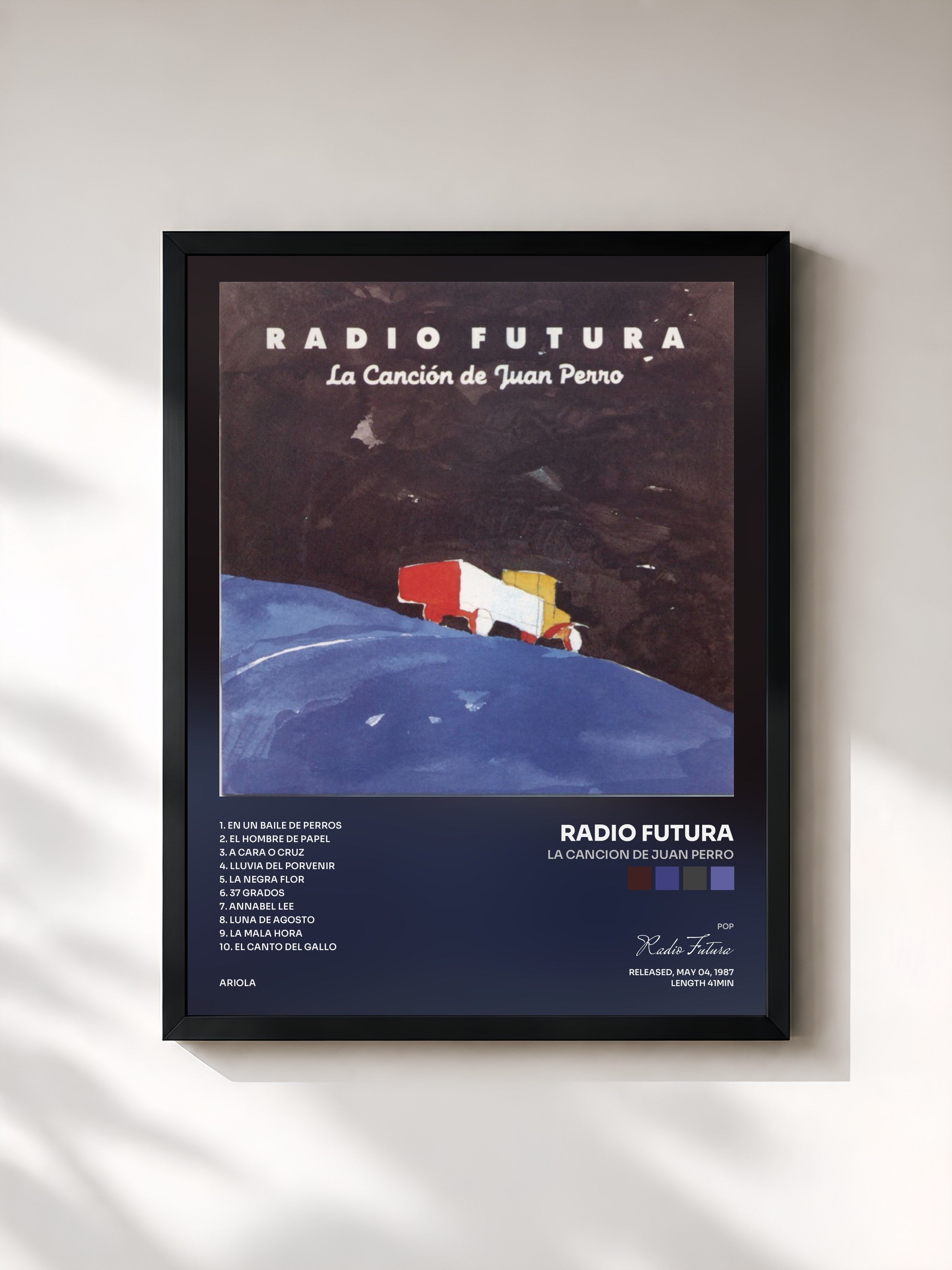 #noir Tableau de l'album La Cancion De Juan Perro de Radio Futura, cadre noir, imprimé et encadré en France