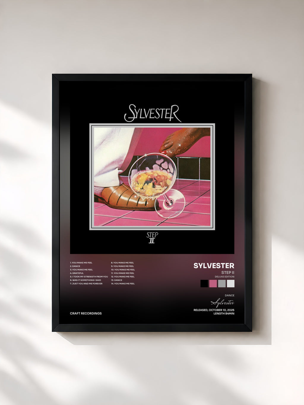 #noir Tableau de l'album Step II (Deluxe Edition) de Sylvester, cadre noir, imprimé et encadré en France