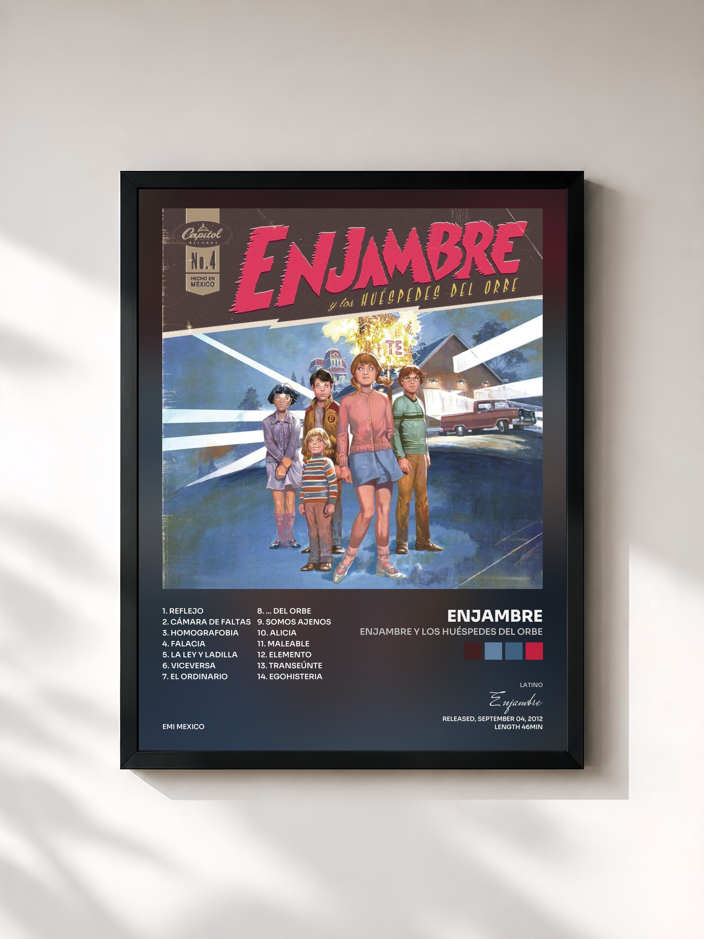 #noir Tableau de l'album Enjambre Y Los Huéspedes Del Orbe de Enjambre, cadre noir, imprimé et encadré en France