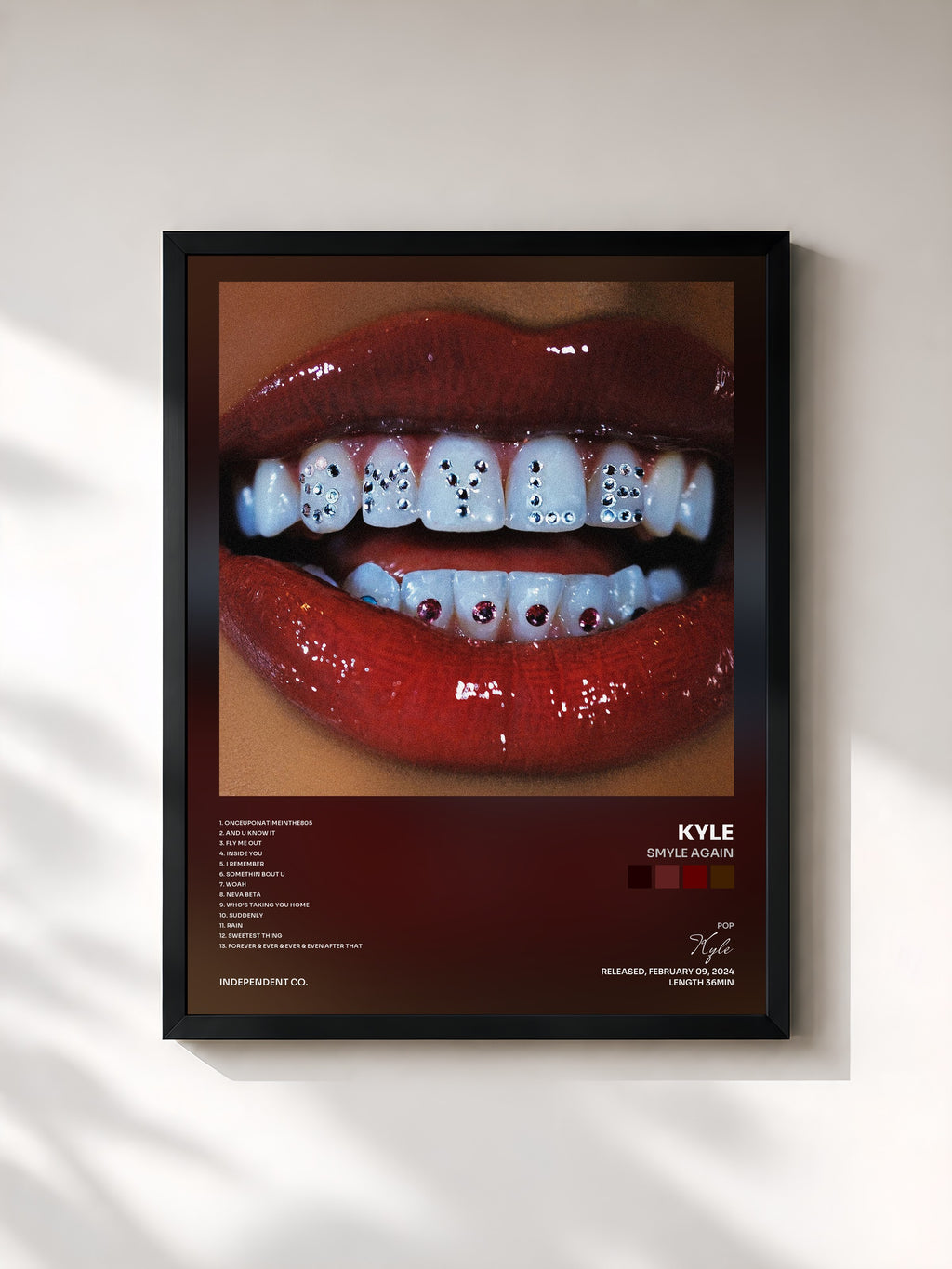 #noir Tableau de l'album SMYLE AGAIN de Kyle, cadre noir, imprimé et encadré en France