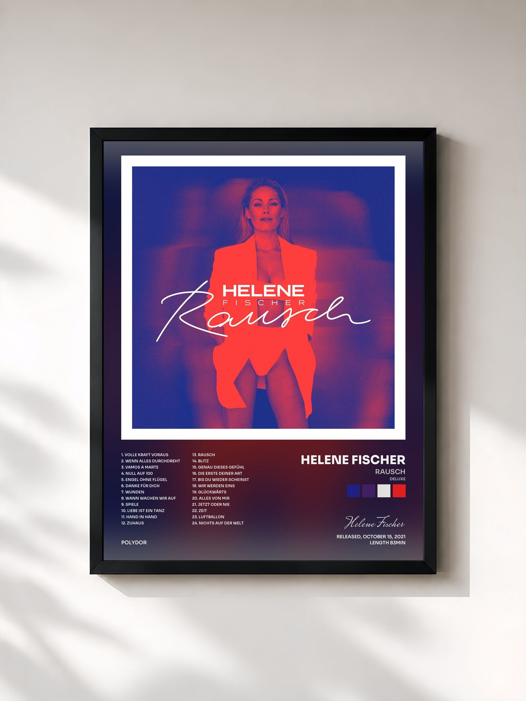 #noir Tableau de l'album Rausch (Deluxe) de Helene Fischer, cadre noir, imprimé et encadré en France