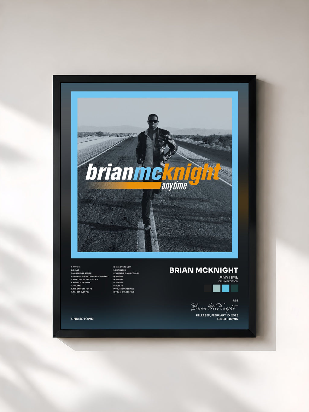 #noir Tableau de l'album Anytime (Deluxe Edition) de Brian McKnight, cadre noir, imprimé et encadré en France