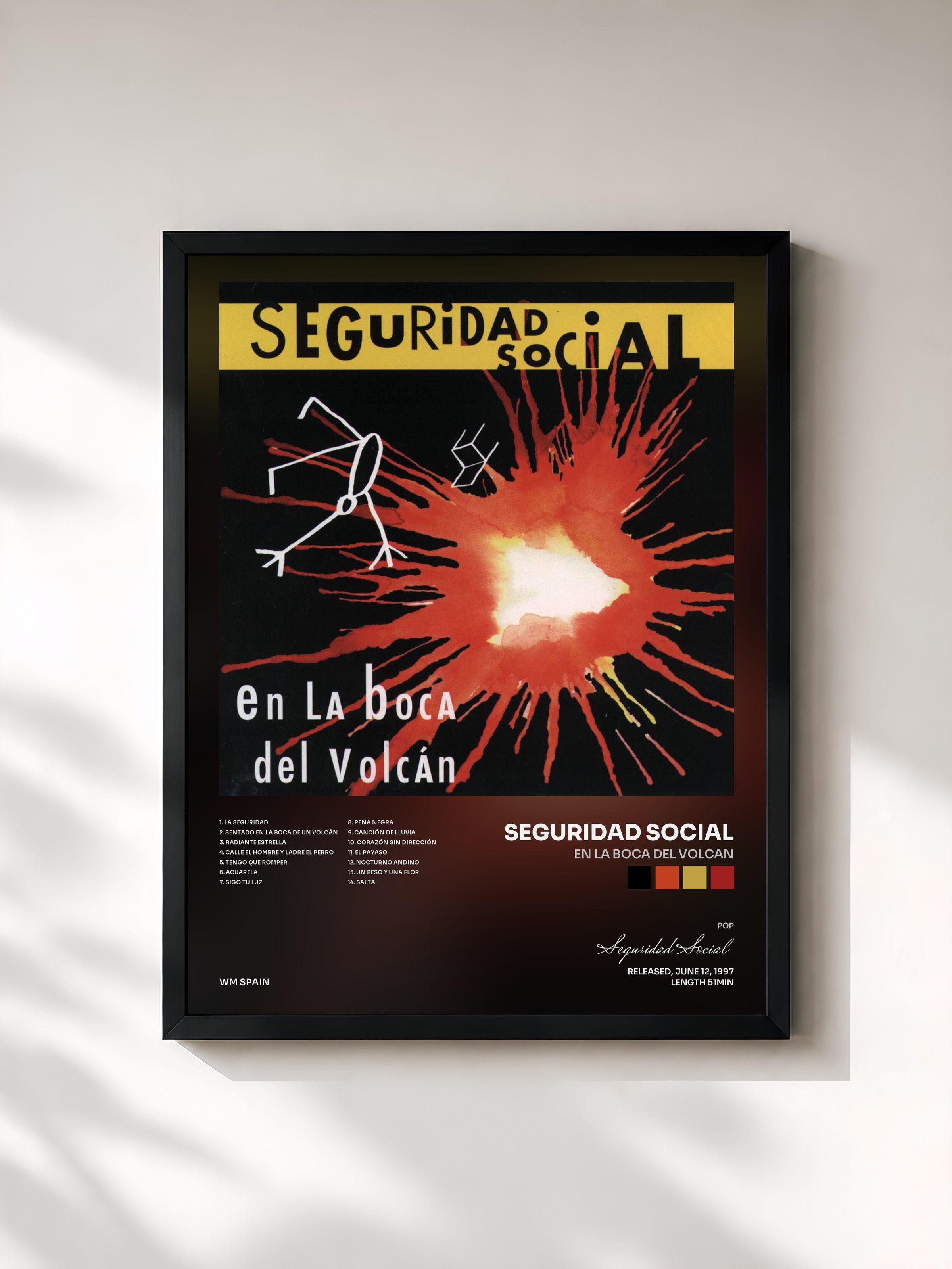 #noir Tableau de l'album En La Boca Del Volcan de Seguridad Social, cadre noir, imprimé et encadré en France