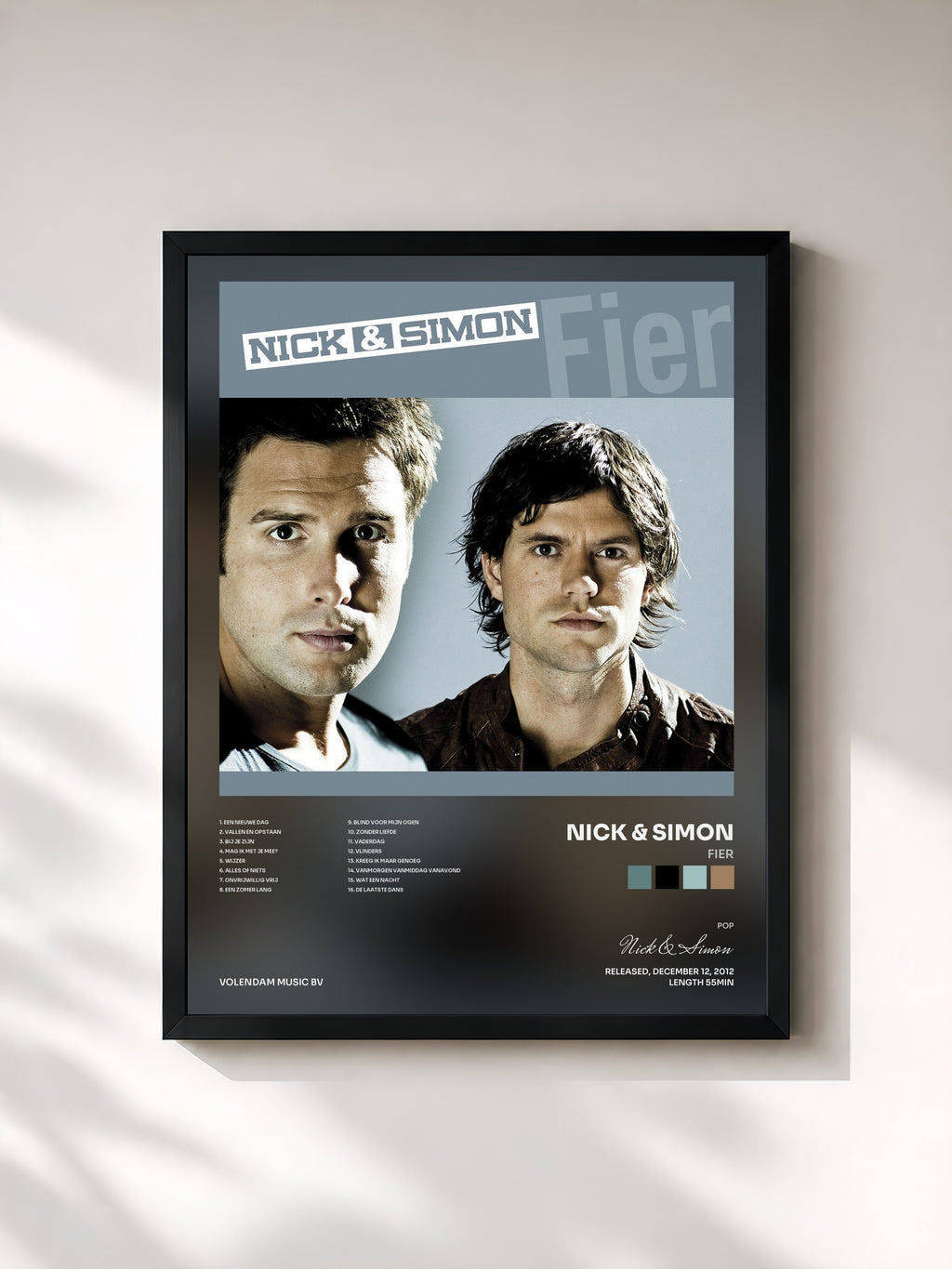 #noir Tableau de l'album Fier de Nick & Simon, cadre noir, imprimé et encadré en France