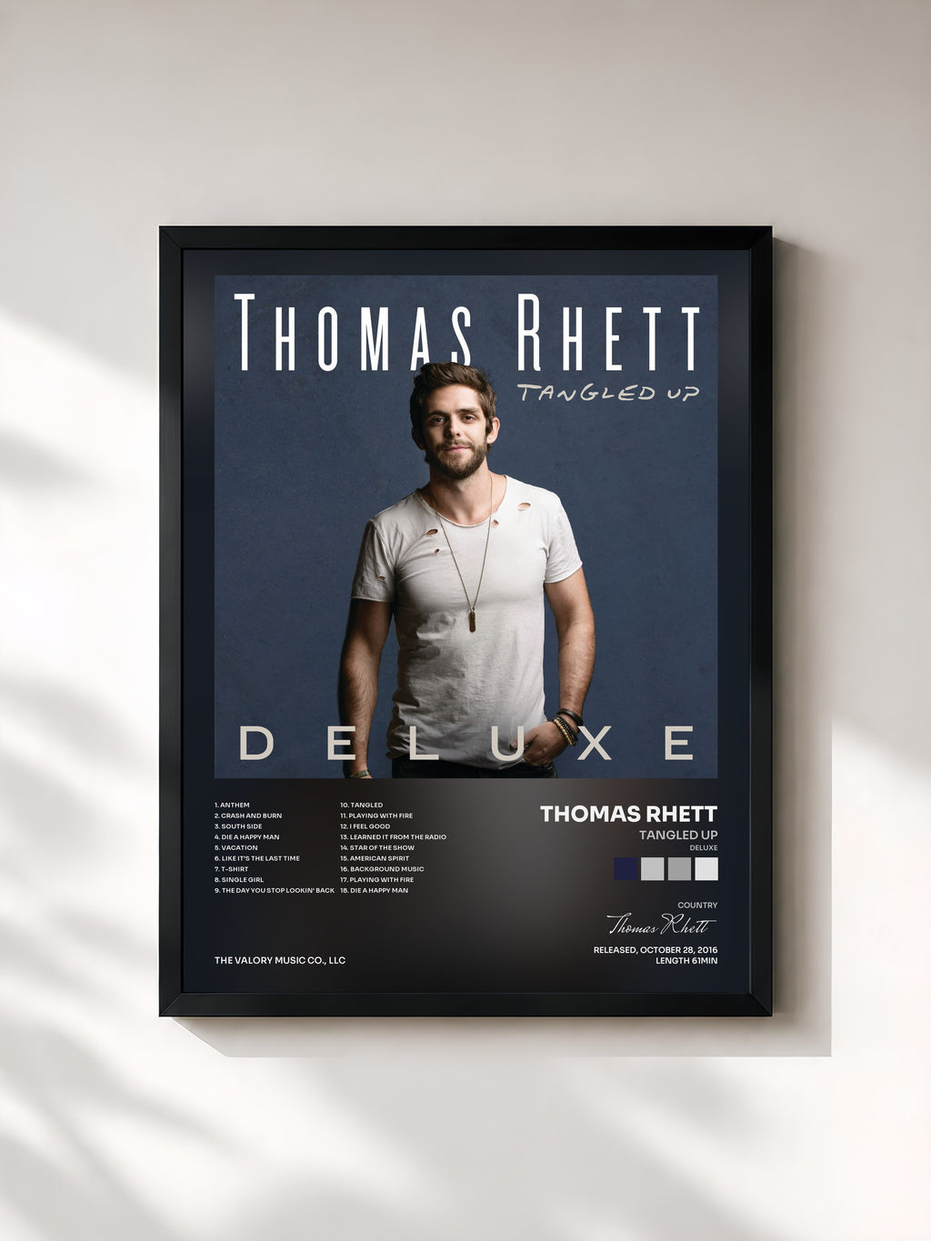 #noir Tableau de l'album Tangled Up (Deluxe) de Thomas Rhett, cadre noir, imprimé et encadré en France