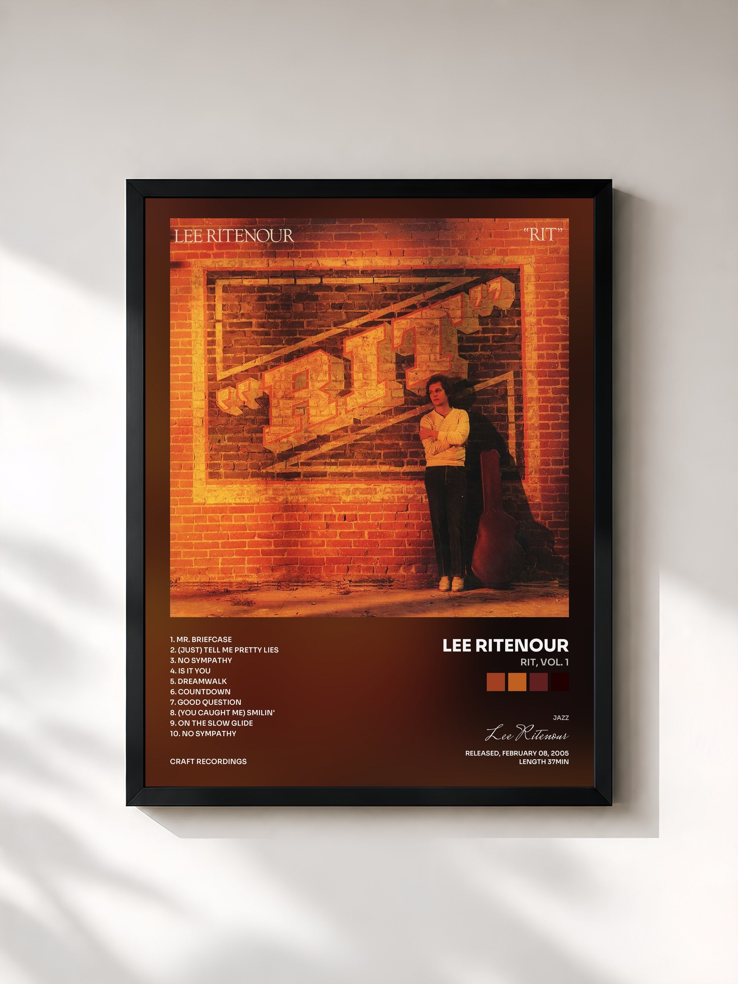 #noir Tableau de l'album Rit, Vol. 1 de Lee Ritenour, cadre noir, imprimé et encadré en France