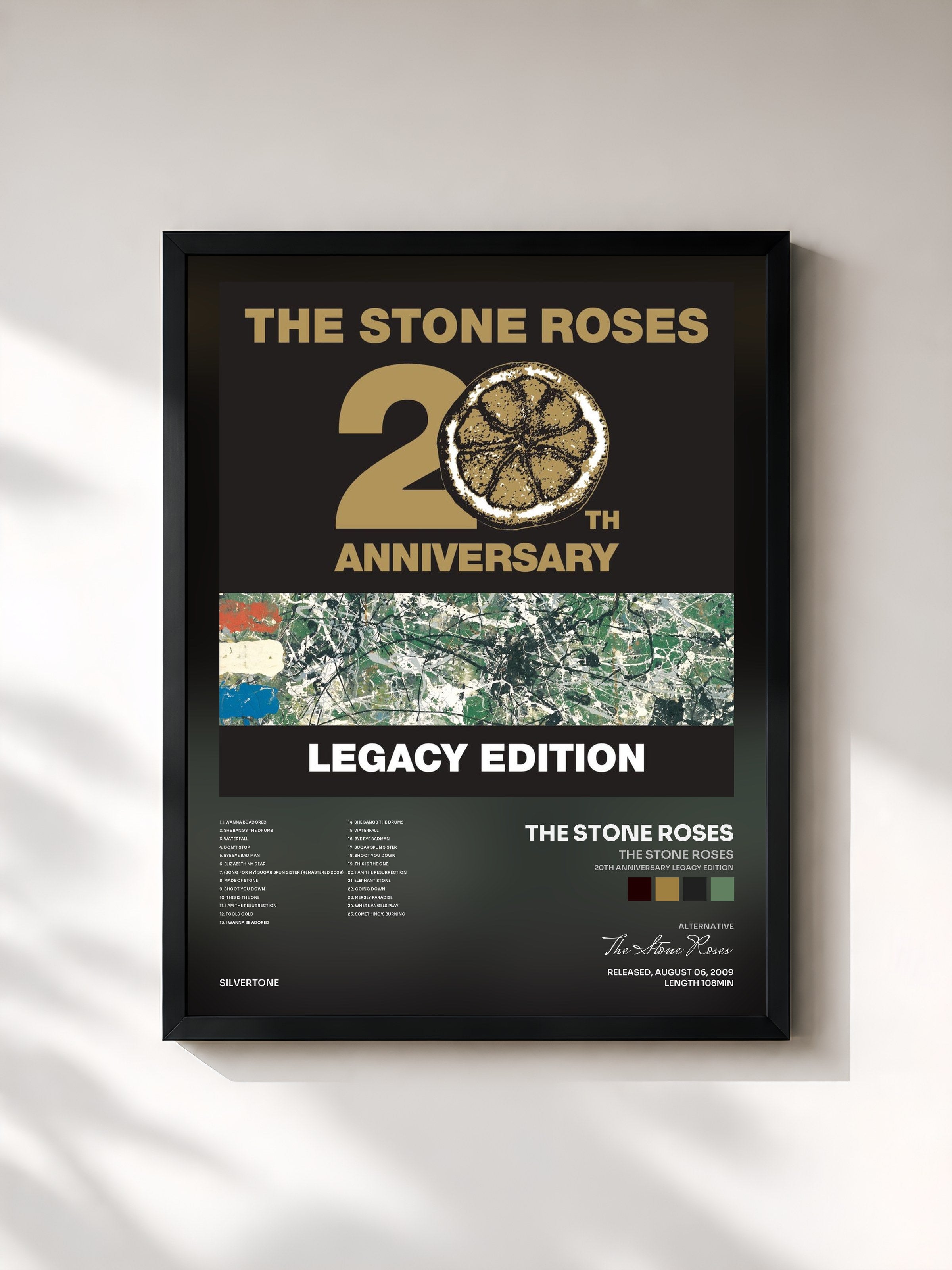 #noir Tableau de l'album The Stone Roses (20th Anniversary Legacy Edition) de The Stone Roses, cadre noir, imprimé et encadré en France