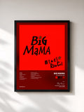 #noir Tableau de l'album Blues Rooted de Big Mama, cadre noir, imprimé et encadré en France