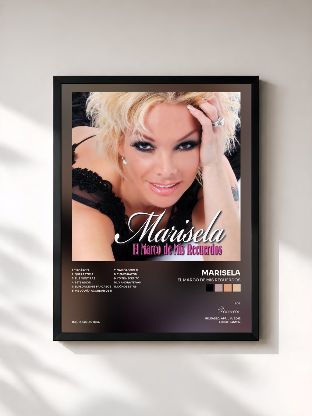 #noir Tableau de l'album El Marco de Mis Recuerdos de Marisela, cadre noir, imprimé et encadré en France