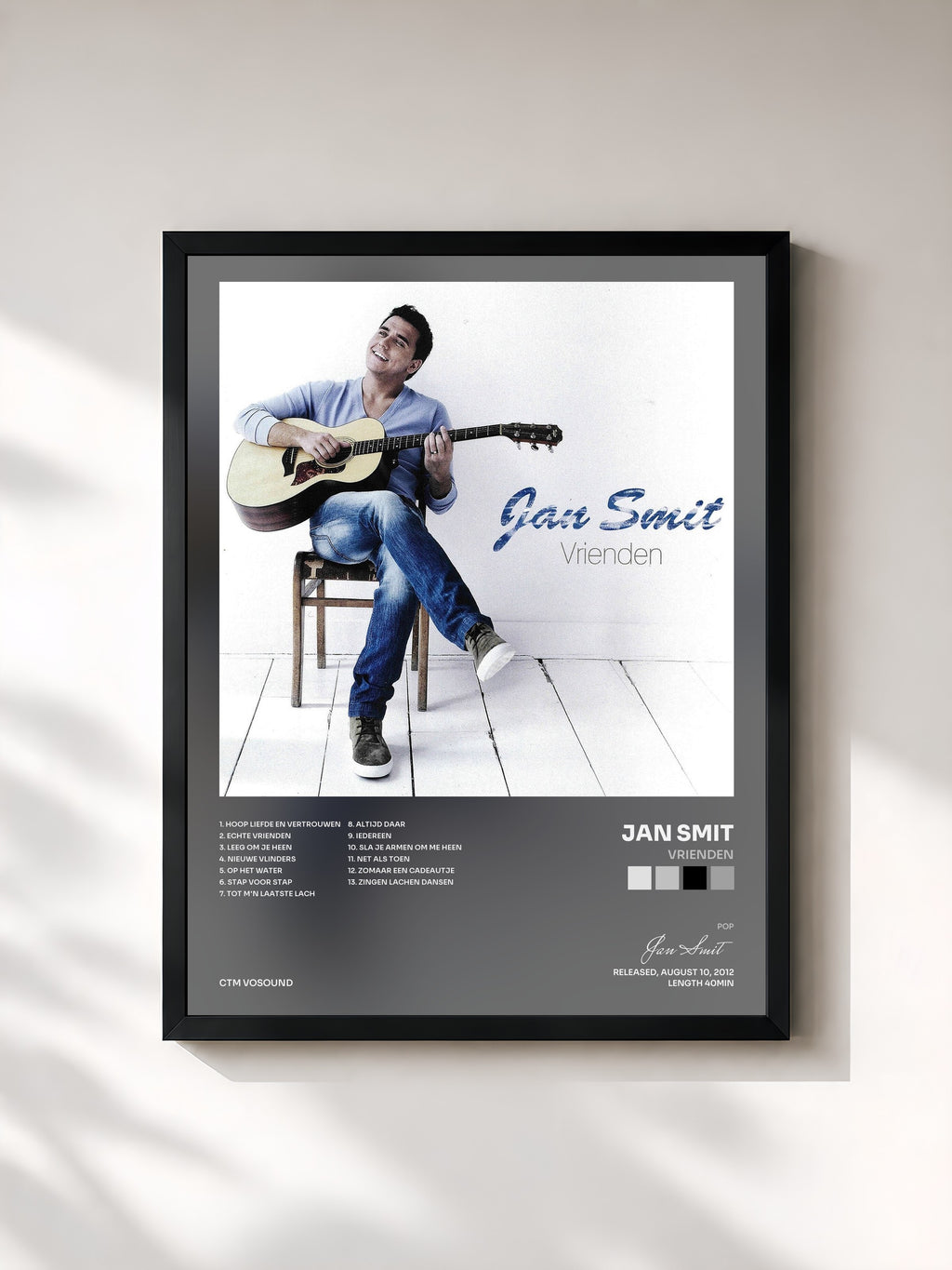 #noir Tableau de l'album Vrienden de Jan Smit, cadre noir, imprimé et encadré en France