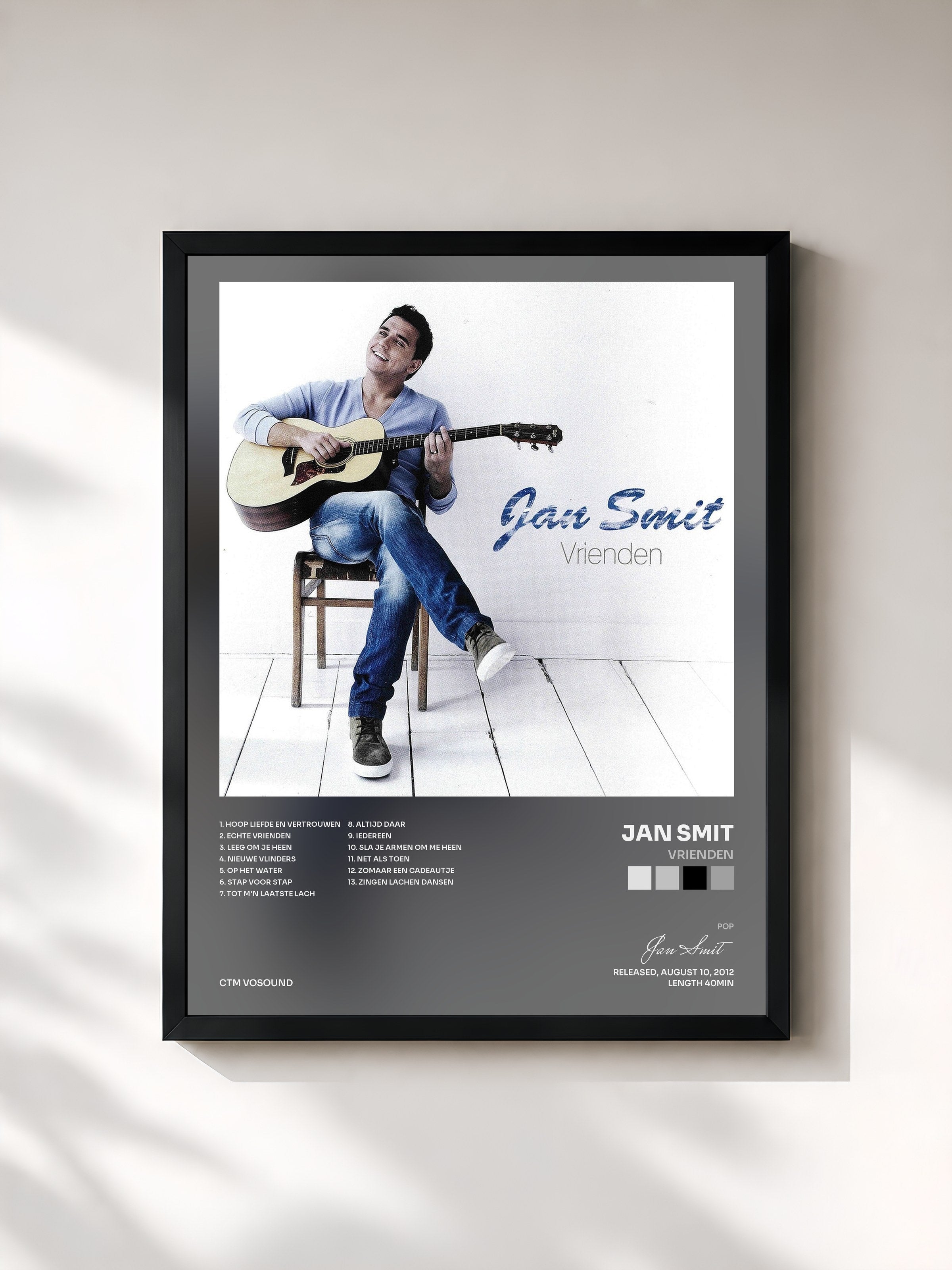 #noir Tableau de l'album Vrienden de Jan Smit, cadre noir, imprimé et encadré en France