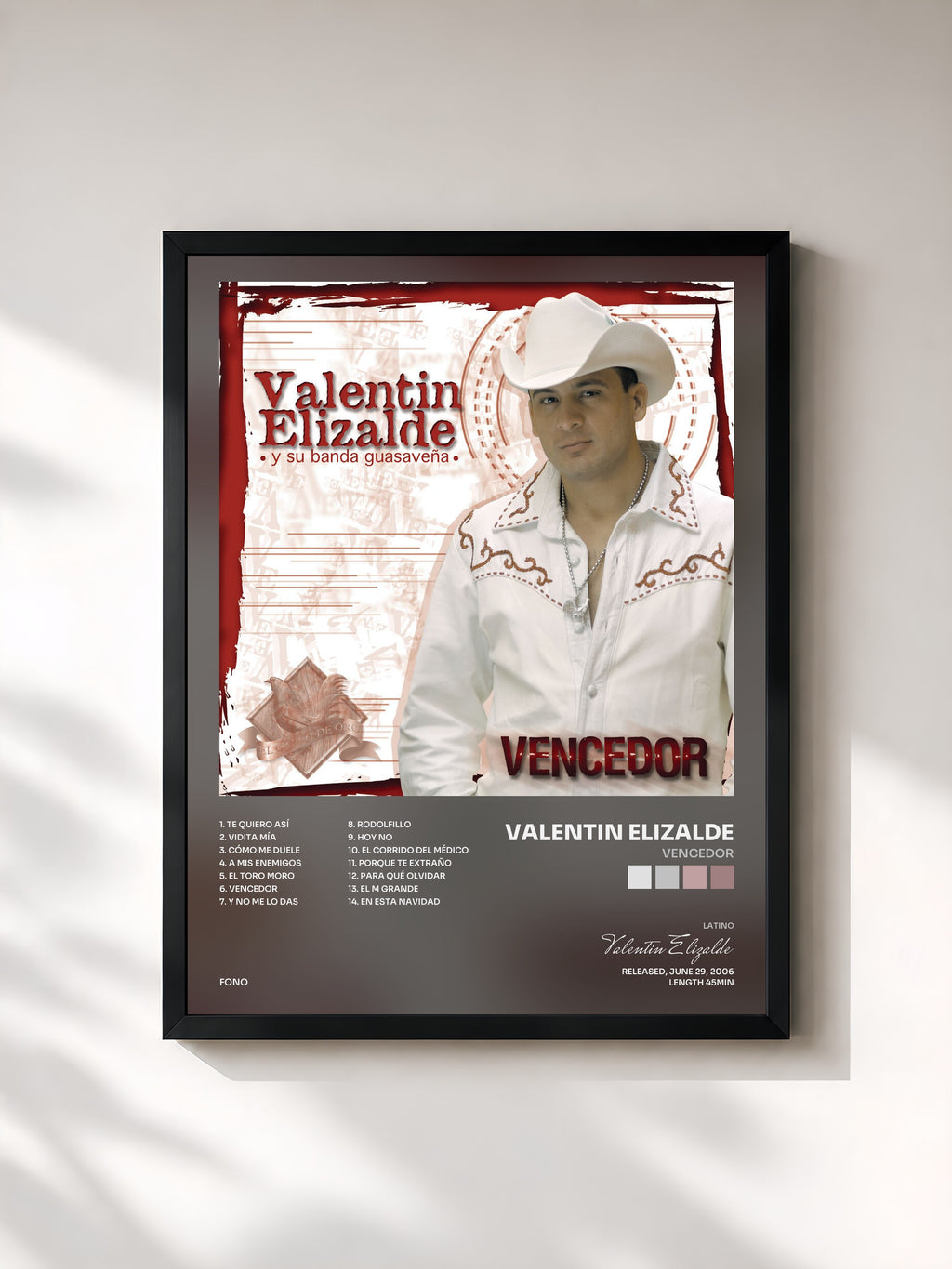 #noir Tableau de l'album Vencedor de Valentin Elizalde, cadre noir, imprimé et encadré en France
