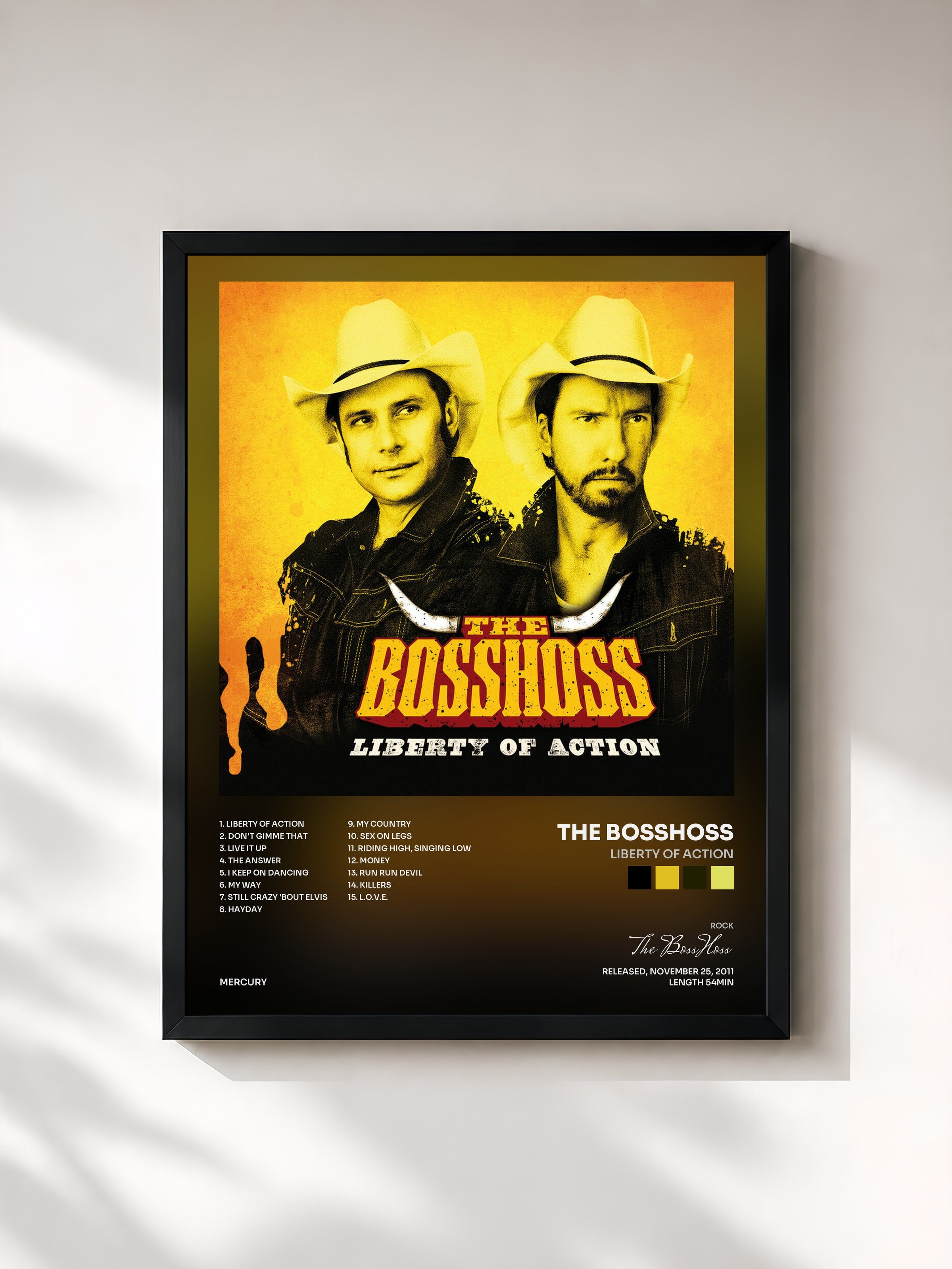 #noir Tableau de l'album Liberty Of Action de The BossHoss, cadre noir, imprimé et encadré en France